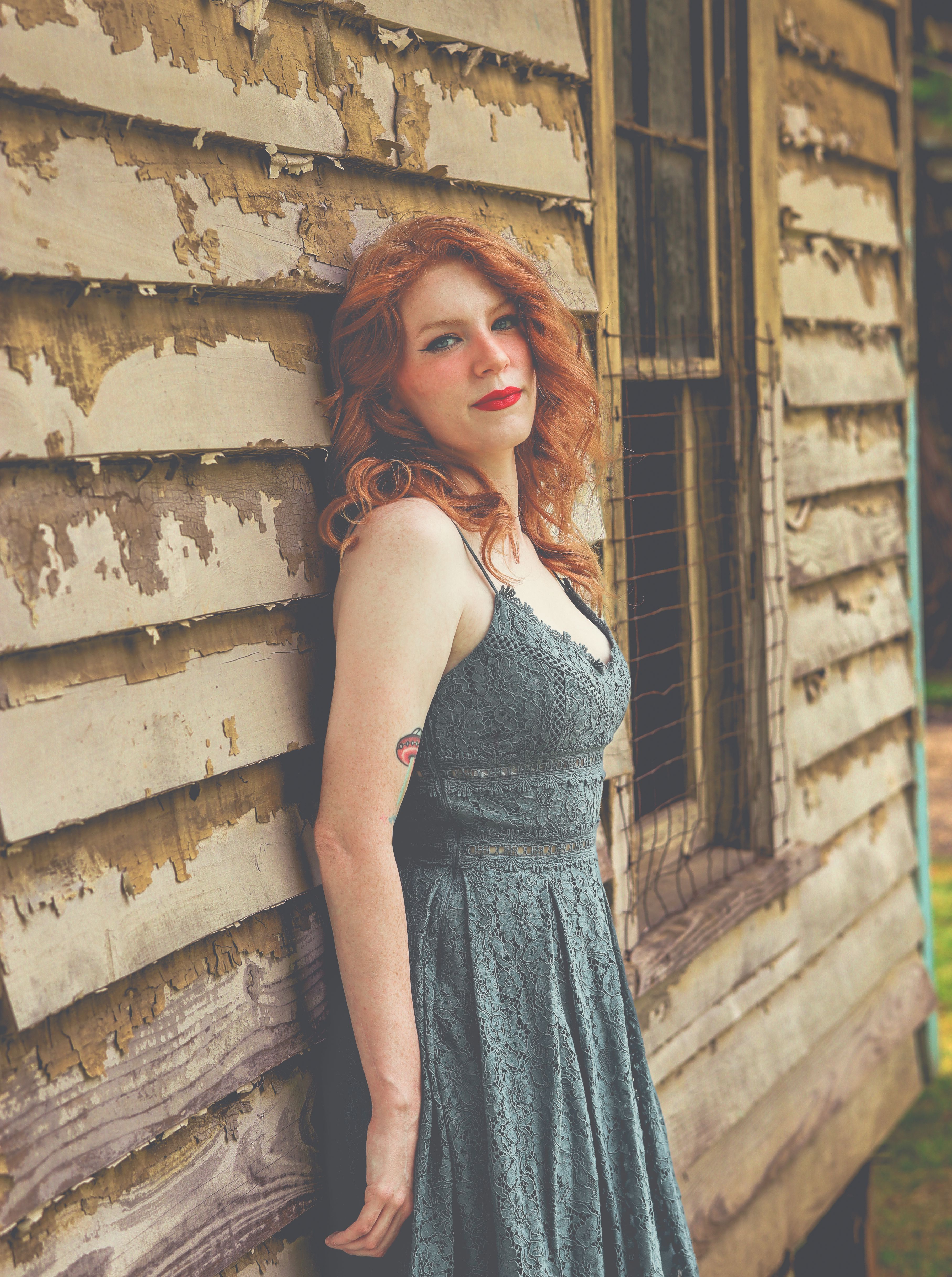 Redhead Woman in Dress  Free Stock Photo