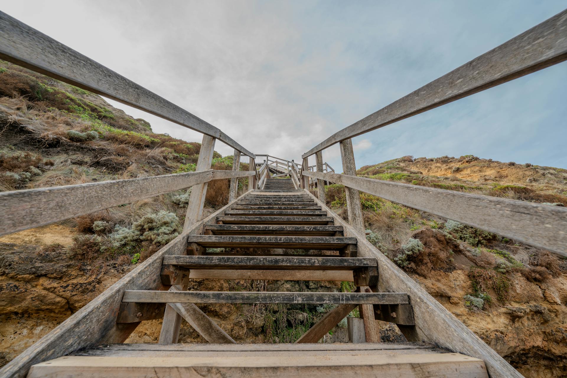 Wooden Stairs on Hill