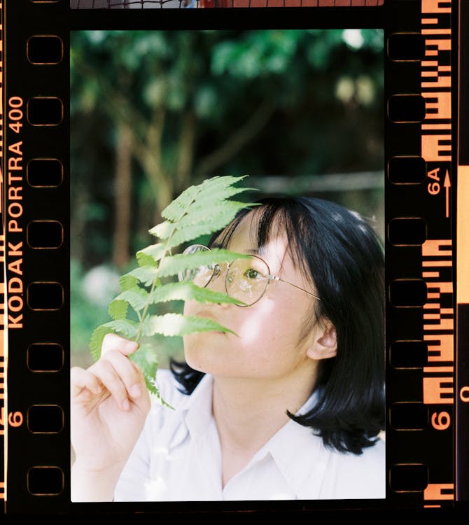 Free Close-up Photography of Woman Covering Her Face With Fern Plant Stock Photo