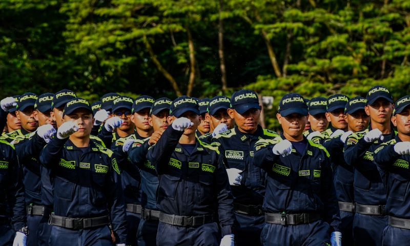 Officers in formation during drill training