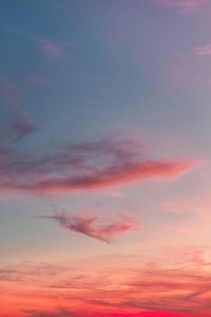 Stunning sunset sky in Breves, Brazil, with vibrant pink and blue hues painting the clouds.