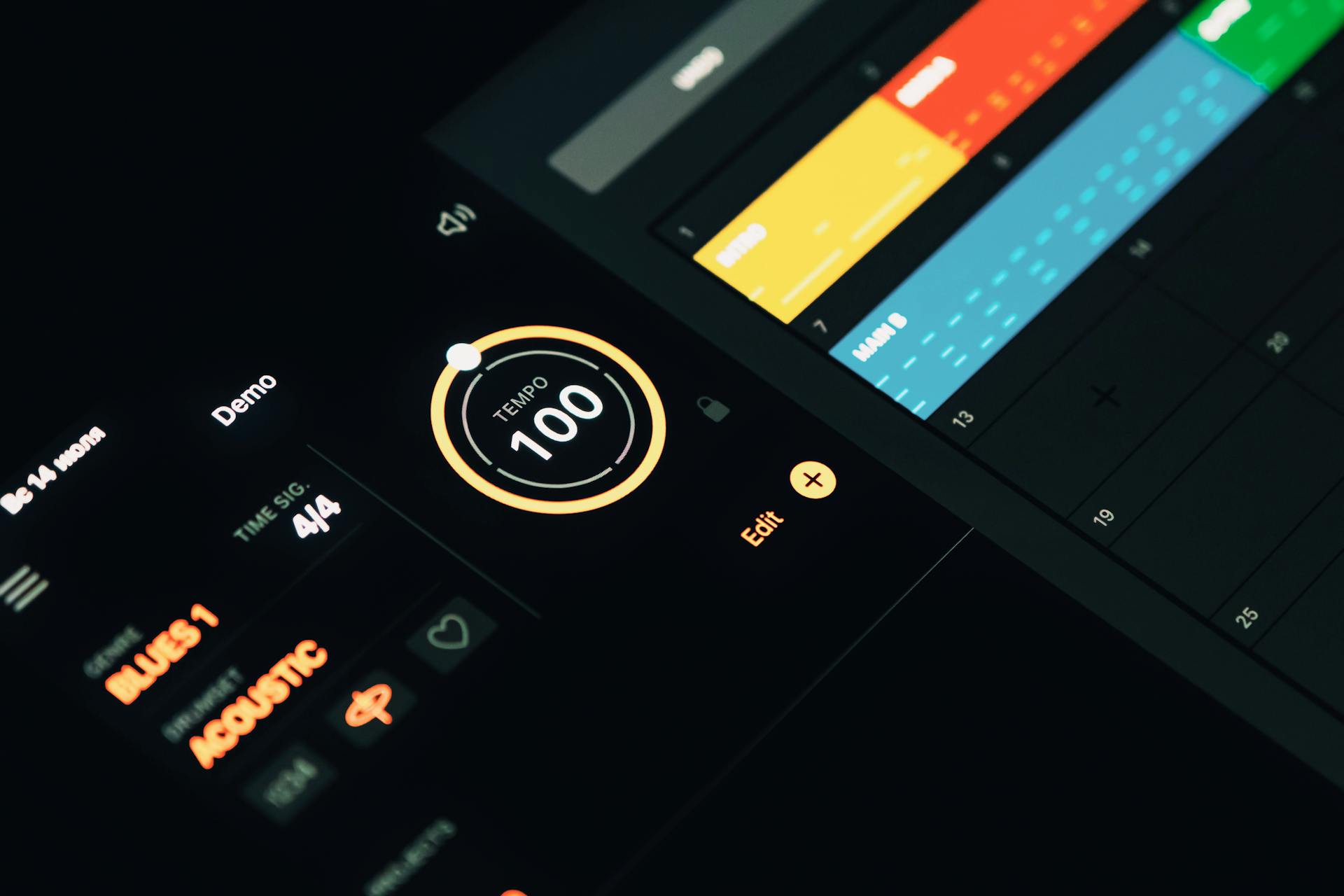 A digital clock and a digital timer on a black screen