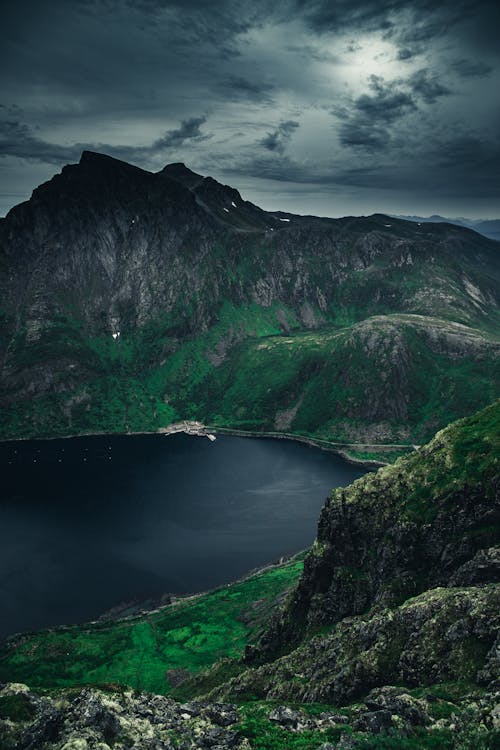 Mountains and Lake at Dusk 