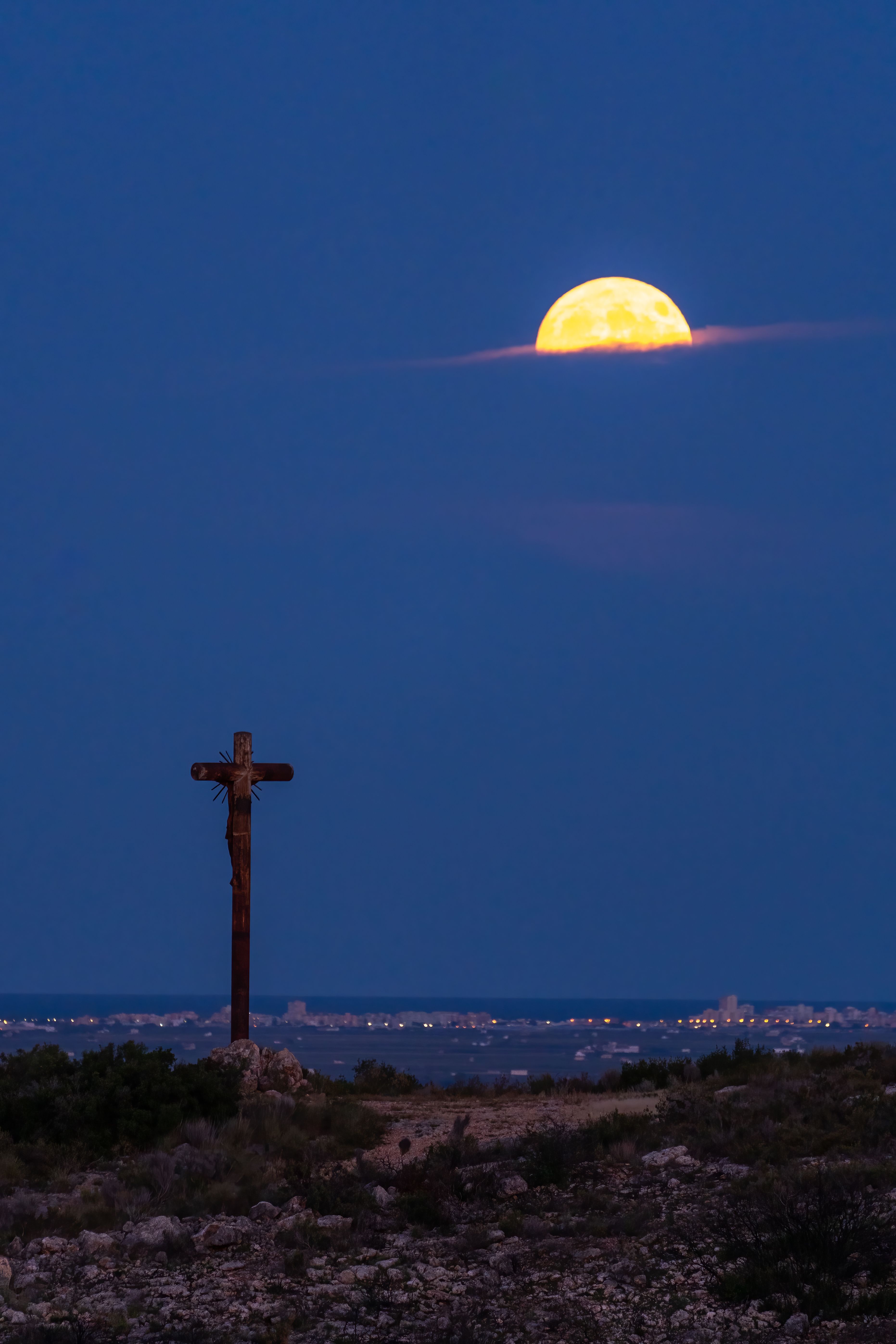 The Moon Behind a Cross · Free Stock Photo