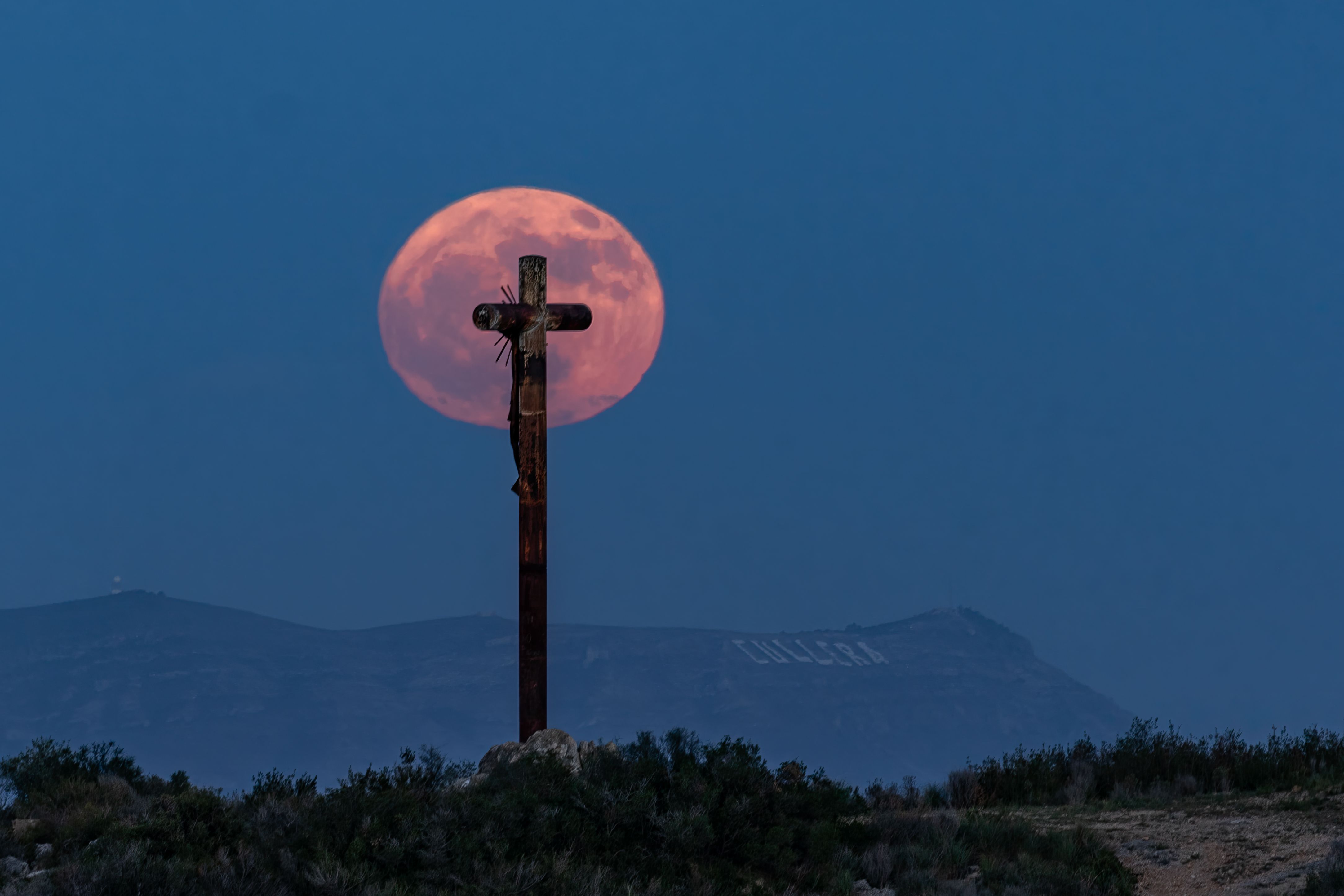 The Moon Behind a Cross · Free Stock Photo
