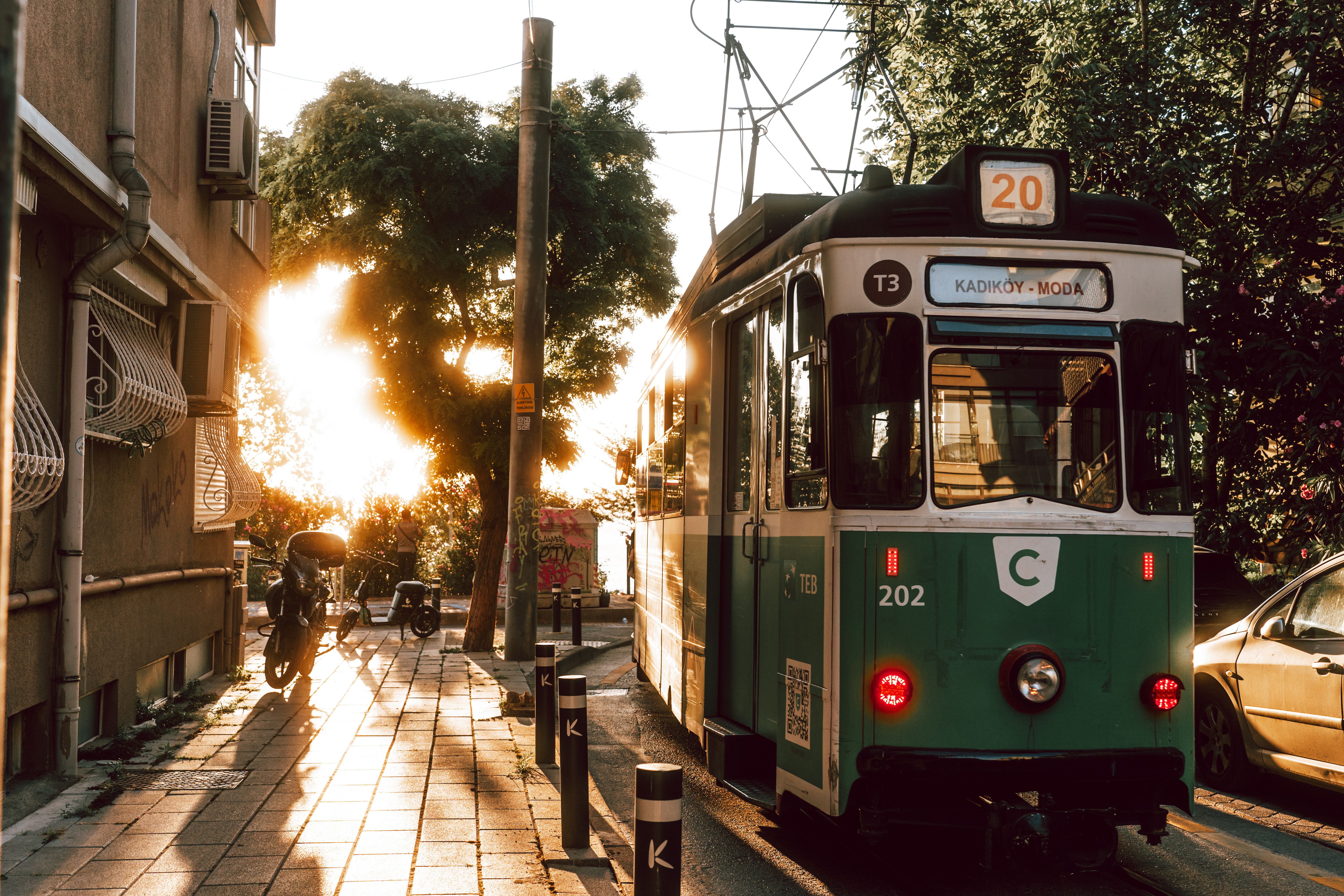 Tram on a Street During Sunset · Free Stock Photo