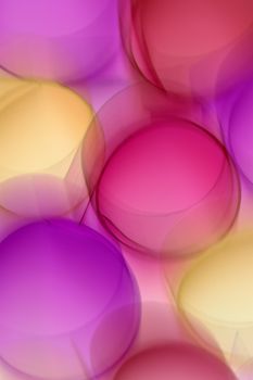 Vibrant abstract circles in pink, yellow, and purple create a dynamic and colorful composition.