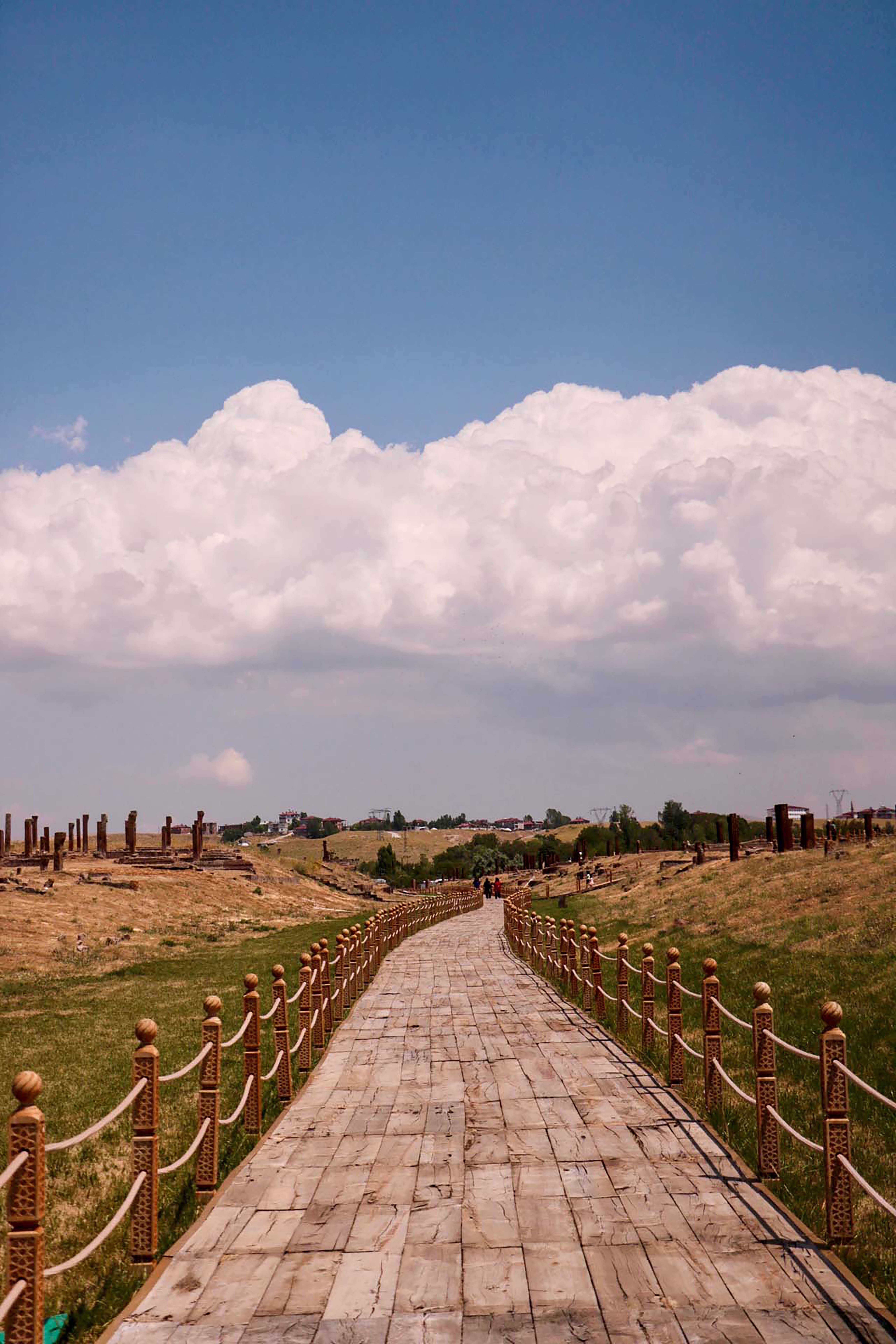 Beautiful summer landscape with a pathway leading through Ahlat, Bitlis, Türkiye.