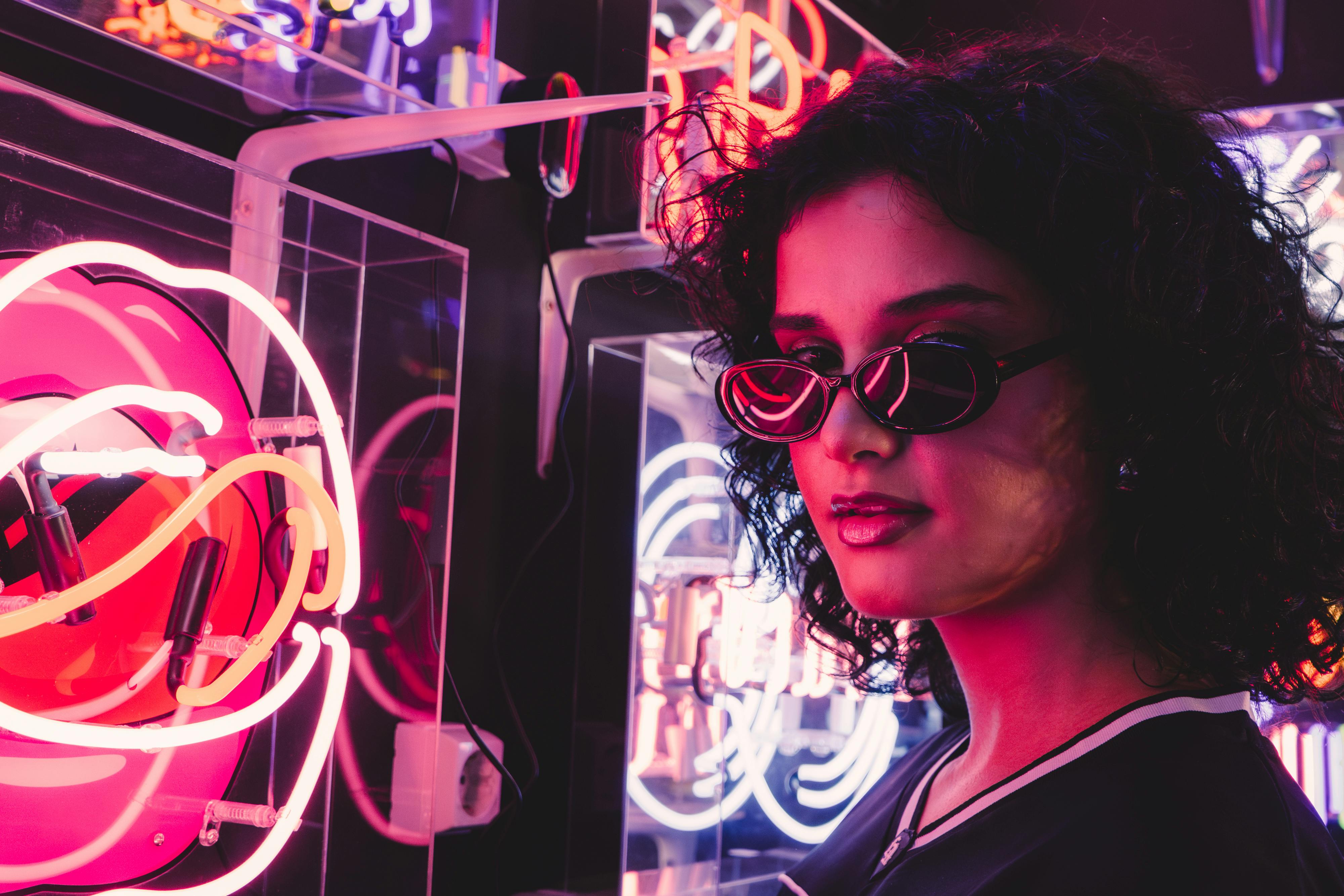 brunette woman in sunglasses