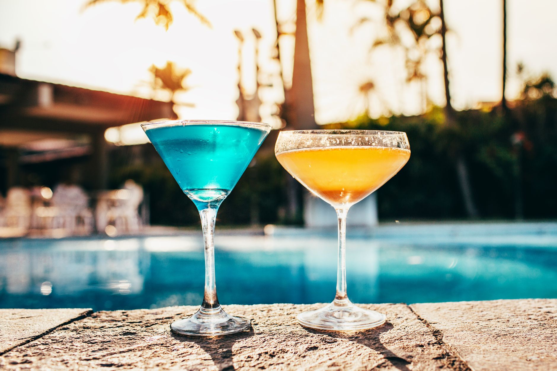 Refreshing summer cocktail with fruit garnish