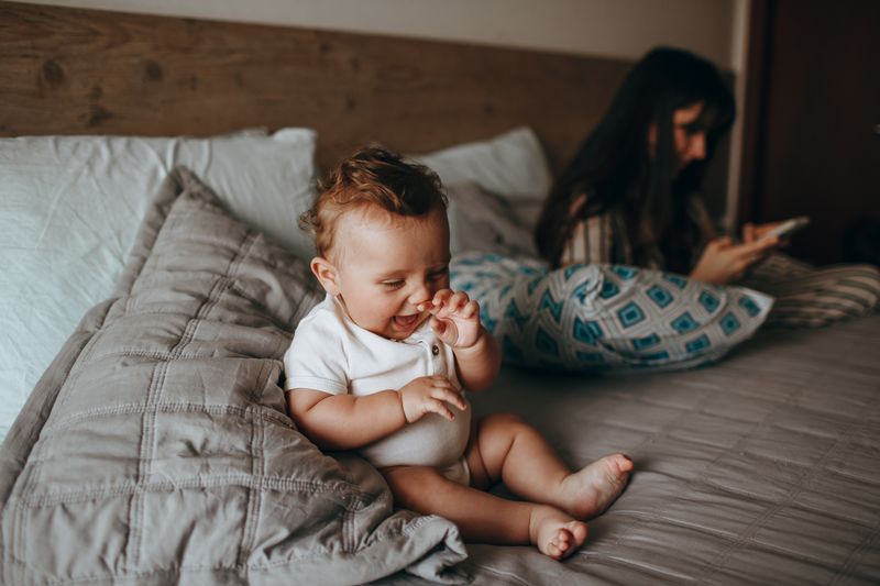 Happy baby with a bright expression