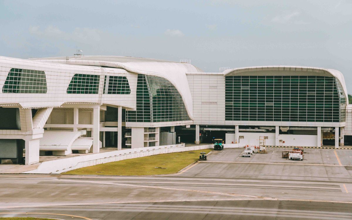 A view of the contemporary architecture at Kuala Lumpur's airport terminal.