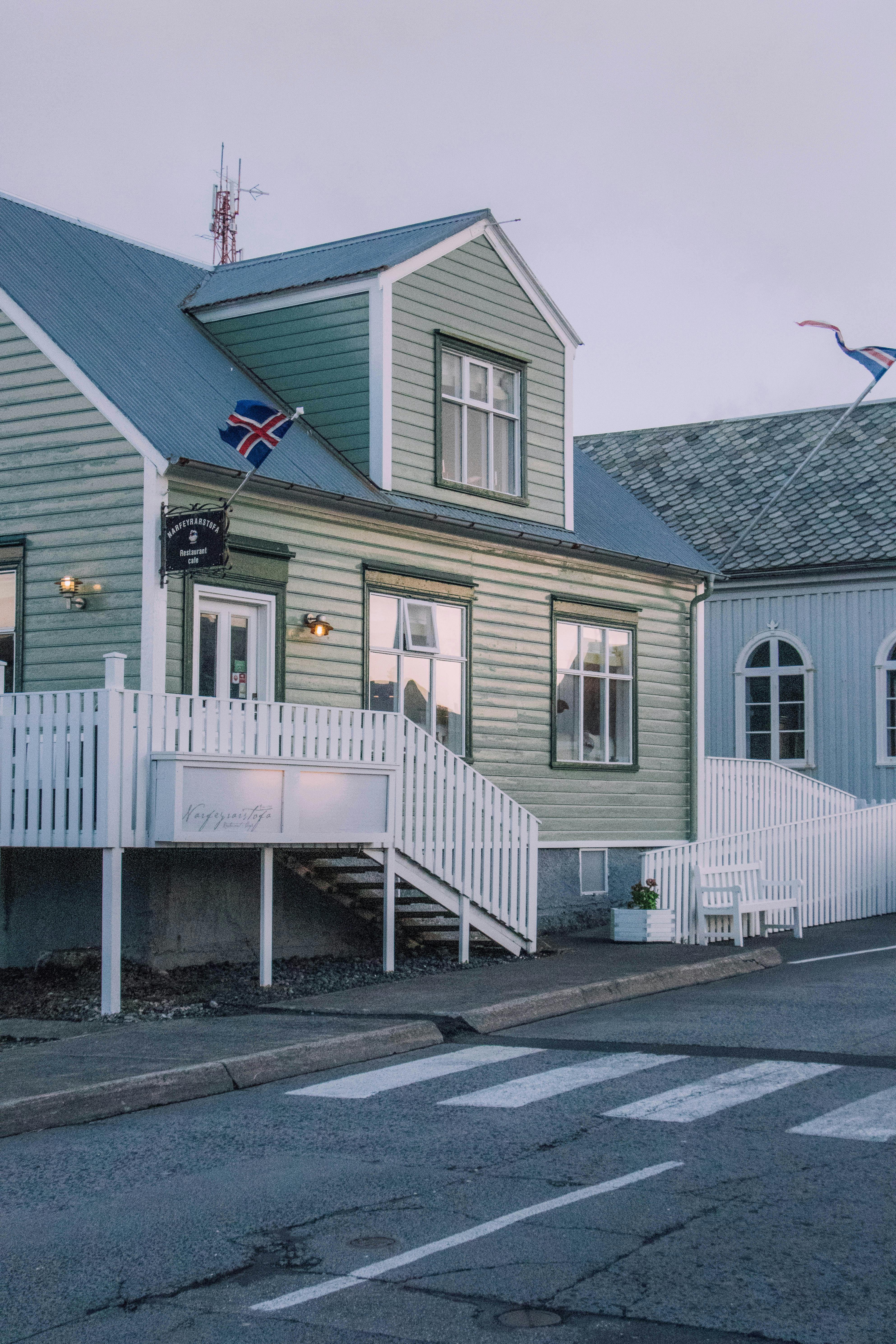 house on street in town in iceland