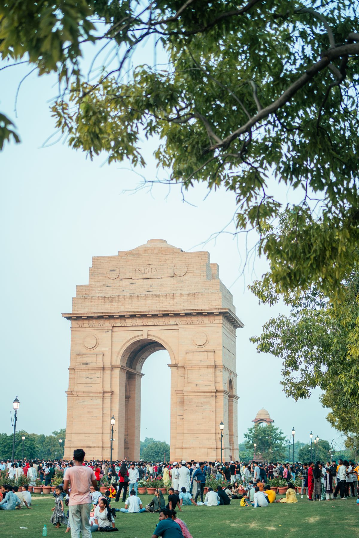 People gathered at India Gate in New Delhi, India