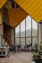 Bikes and Cart in the Courtyard of the Cube Houses in Rotterdam