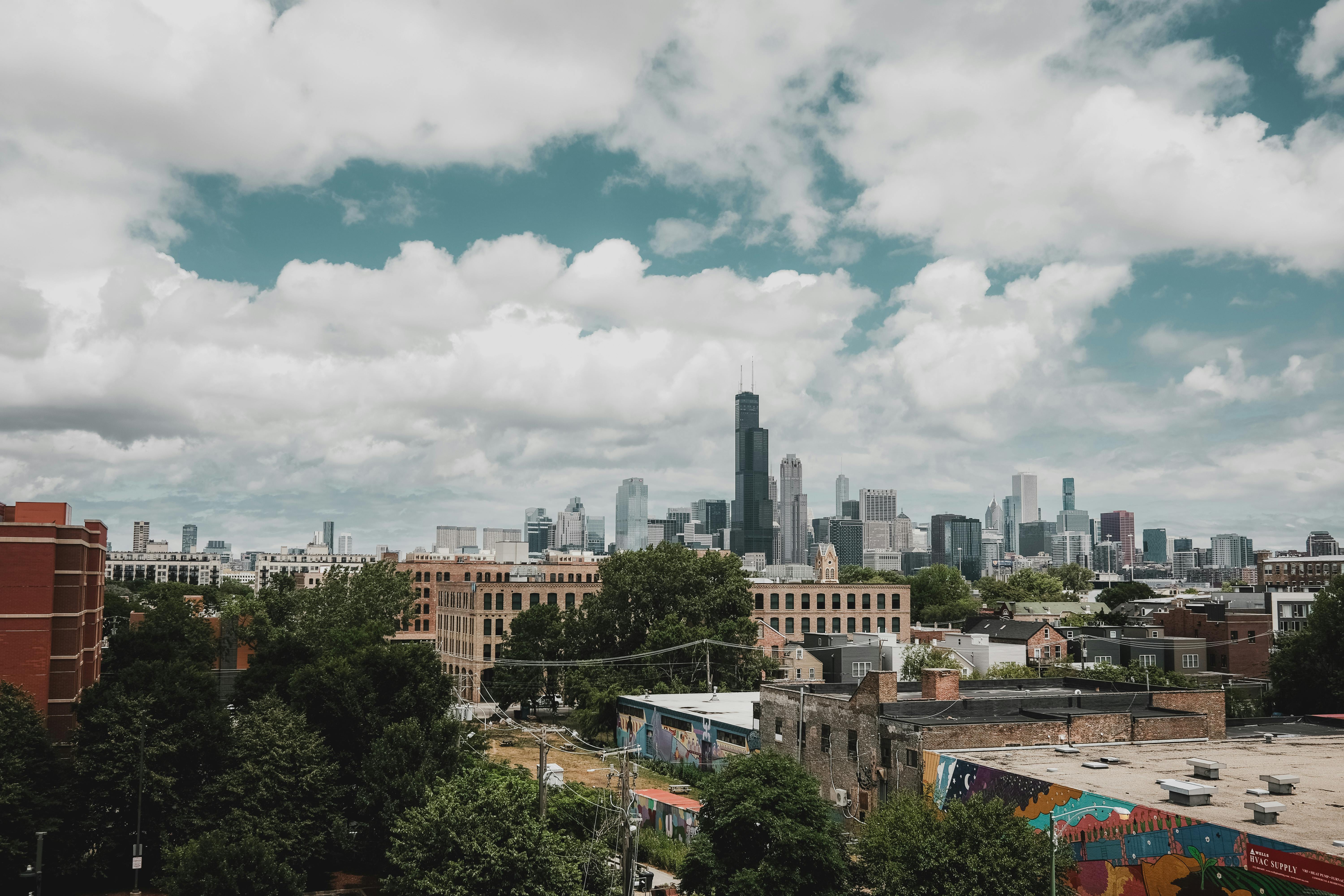 chicago skyline from rooftop brunch - Rooftop Brunch Chicago