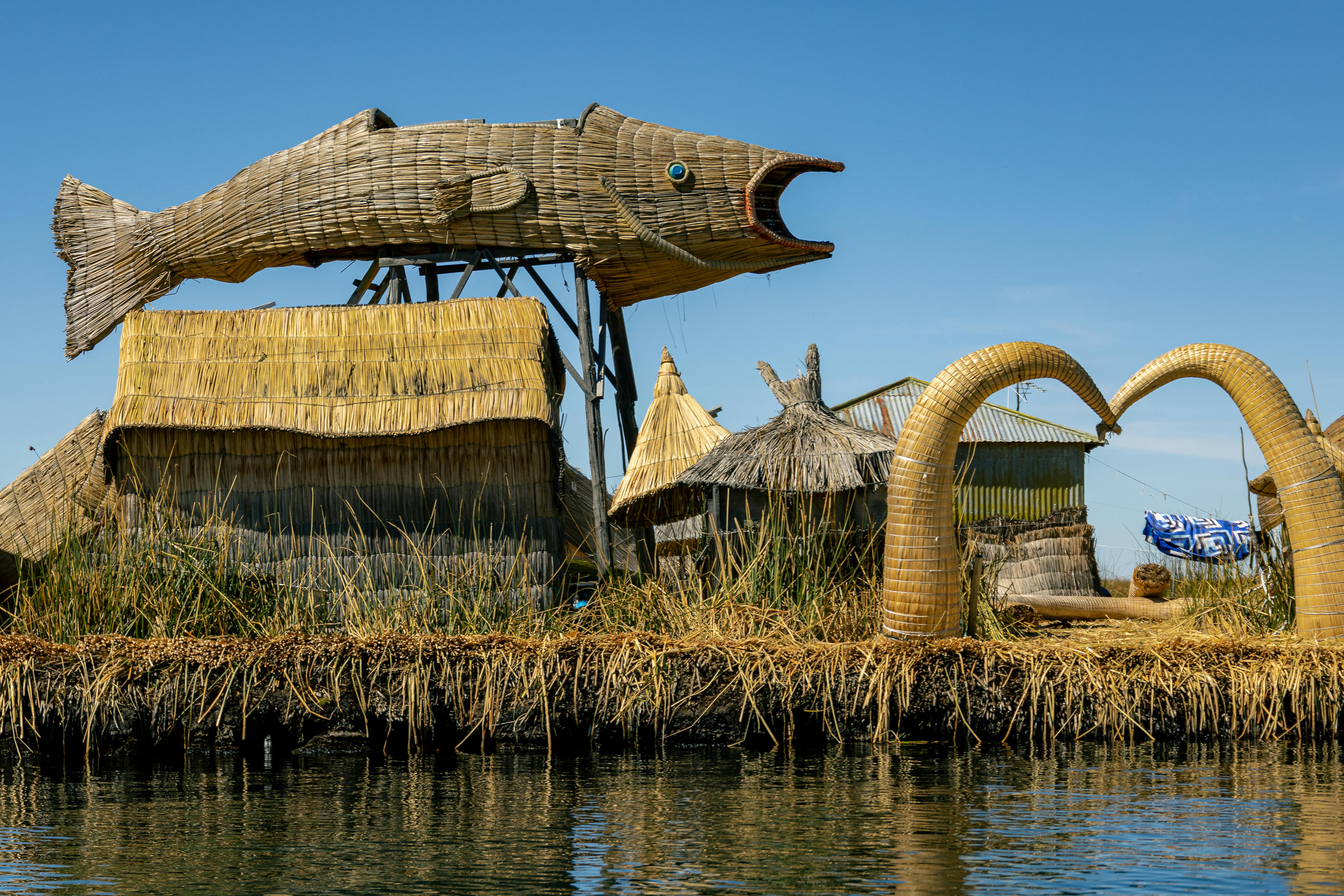 Free A large fish shaped structure on the water Stock Photo