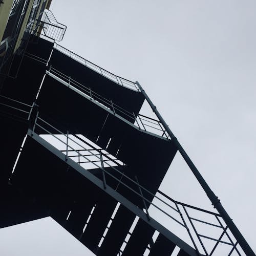 Low-Angle Shot of a Metal Staircase