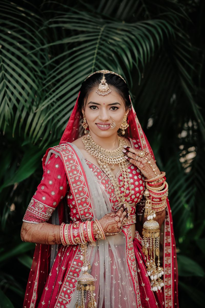 Smiling bride in traditional wedding attire