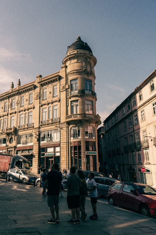 Free Classic Porto architecture captured on a sunny day, showcasing urban life in Portugal. Stock Photo