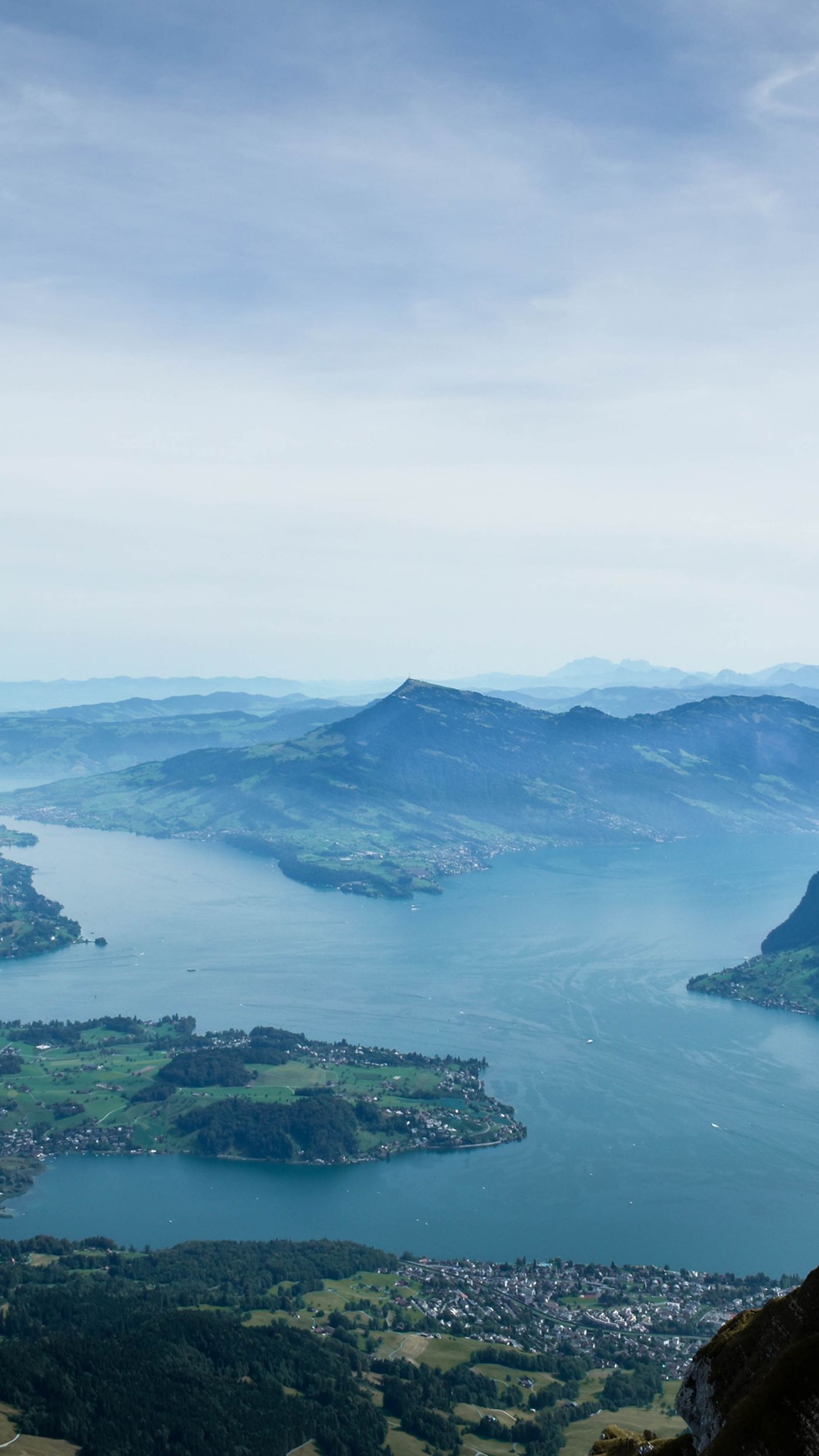 Aerial view of Lake Lucerne and the surrounding mountains, Switzerland