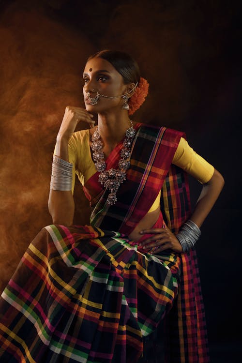 Free Photo of a Woman Wearing Sari Dress Stock Photo