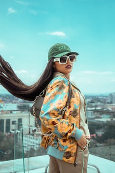 Fashionable woman in Ciudad de México showcasing urban style with sunglasses and cap.