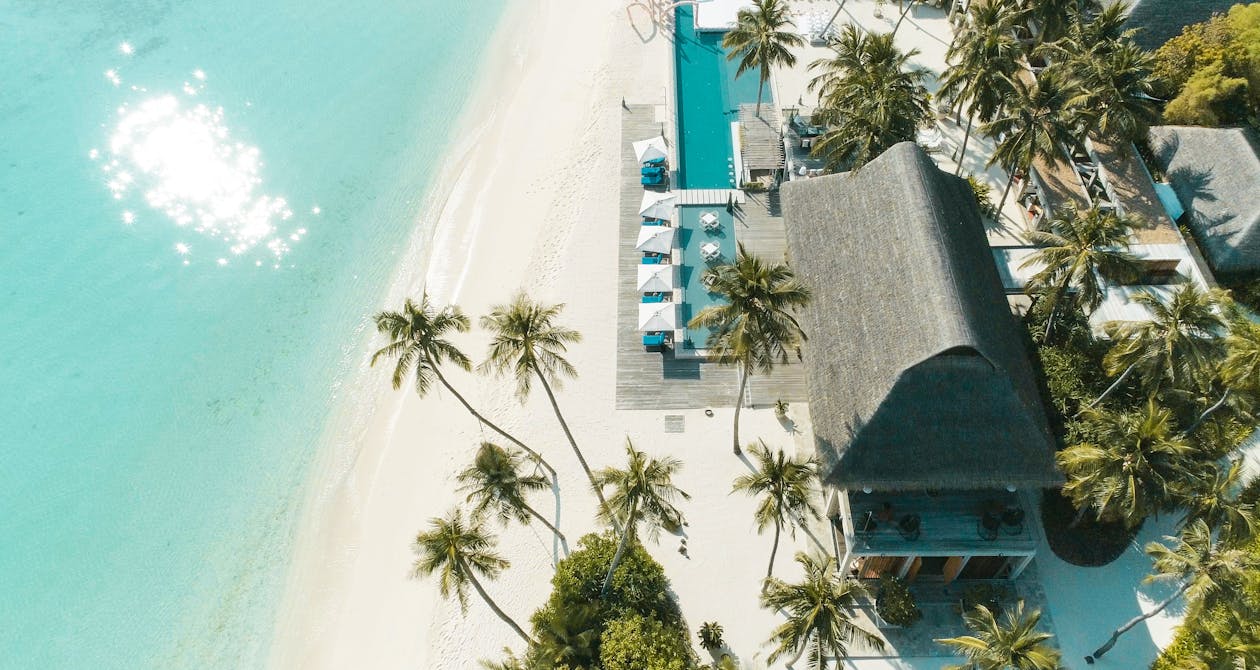 Free Aerial View of Beach Resort Stock Photo