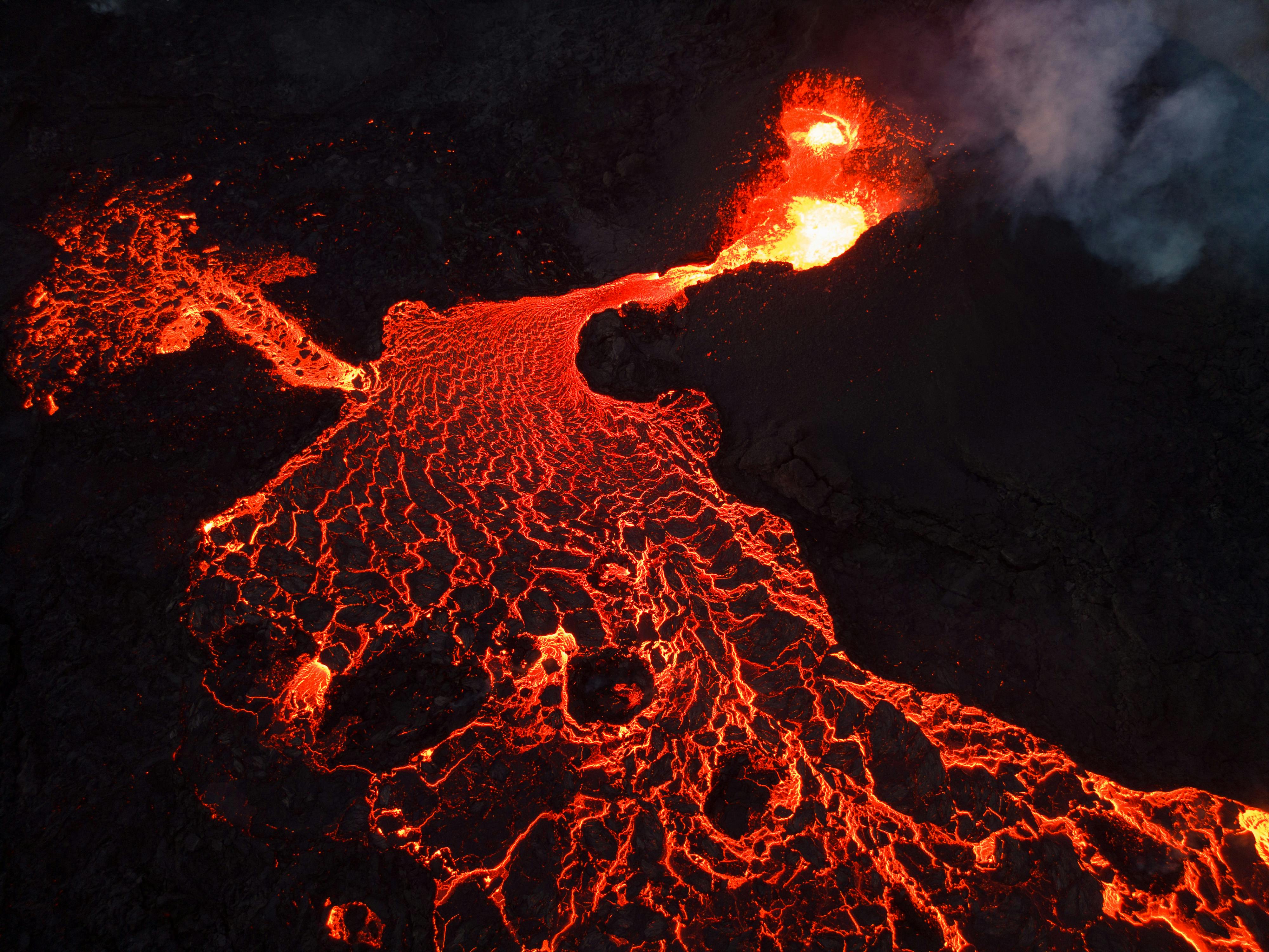 close up of lava in a volcano