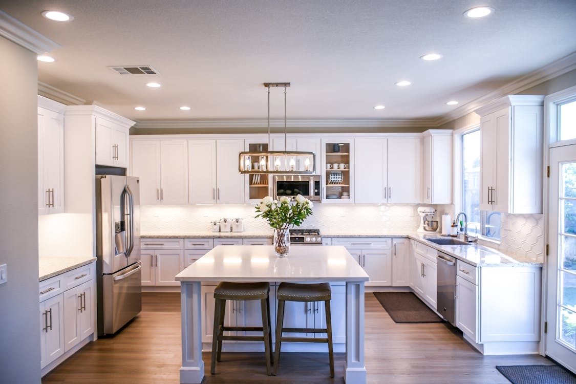 Free White Wooden Cupboards Stock Photo