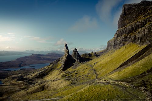 Free Breathtaking view of the Old Man of Storr rock formation and surrounding landscape on the Isle of Skye. Stock Photo