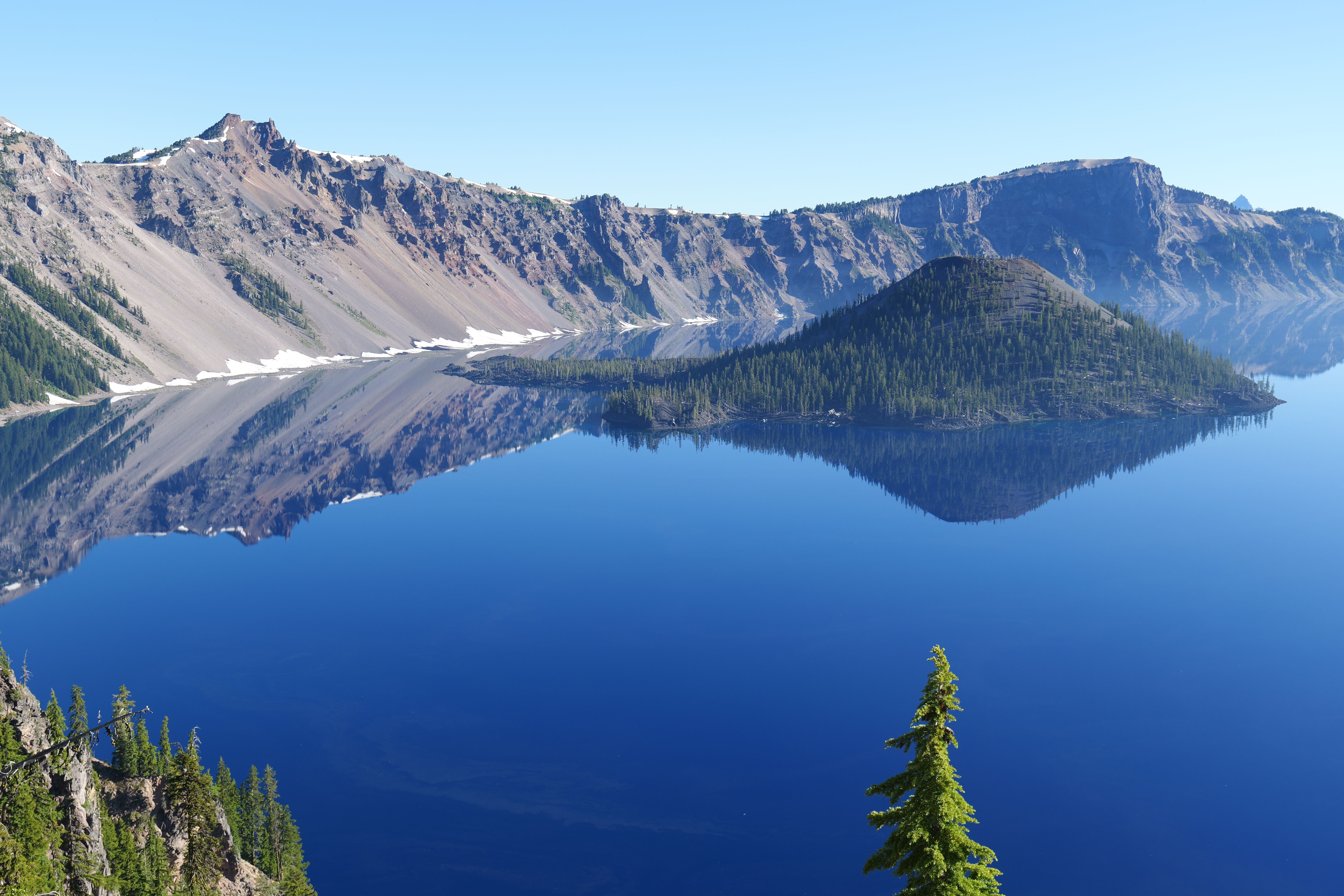 The deep blue water of Crater Lake, Oregon