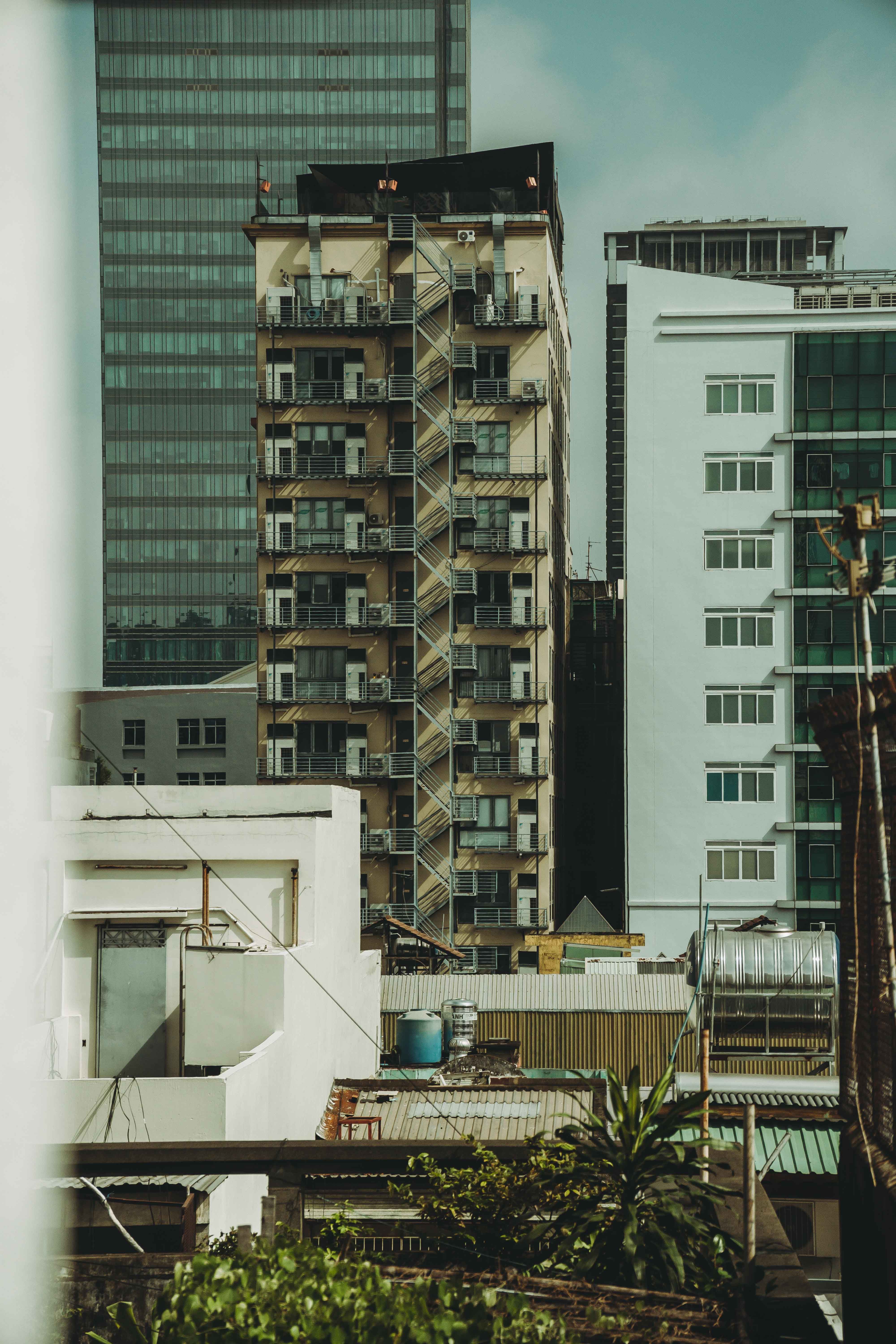 Modern and older buildings in Saigon's urban landscape, Ho Chi Minh City, Vietnam.
