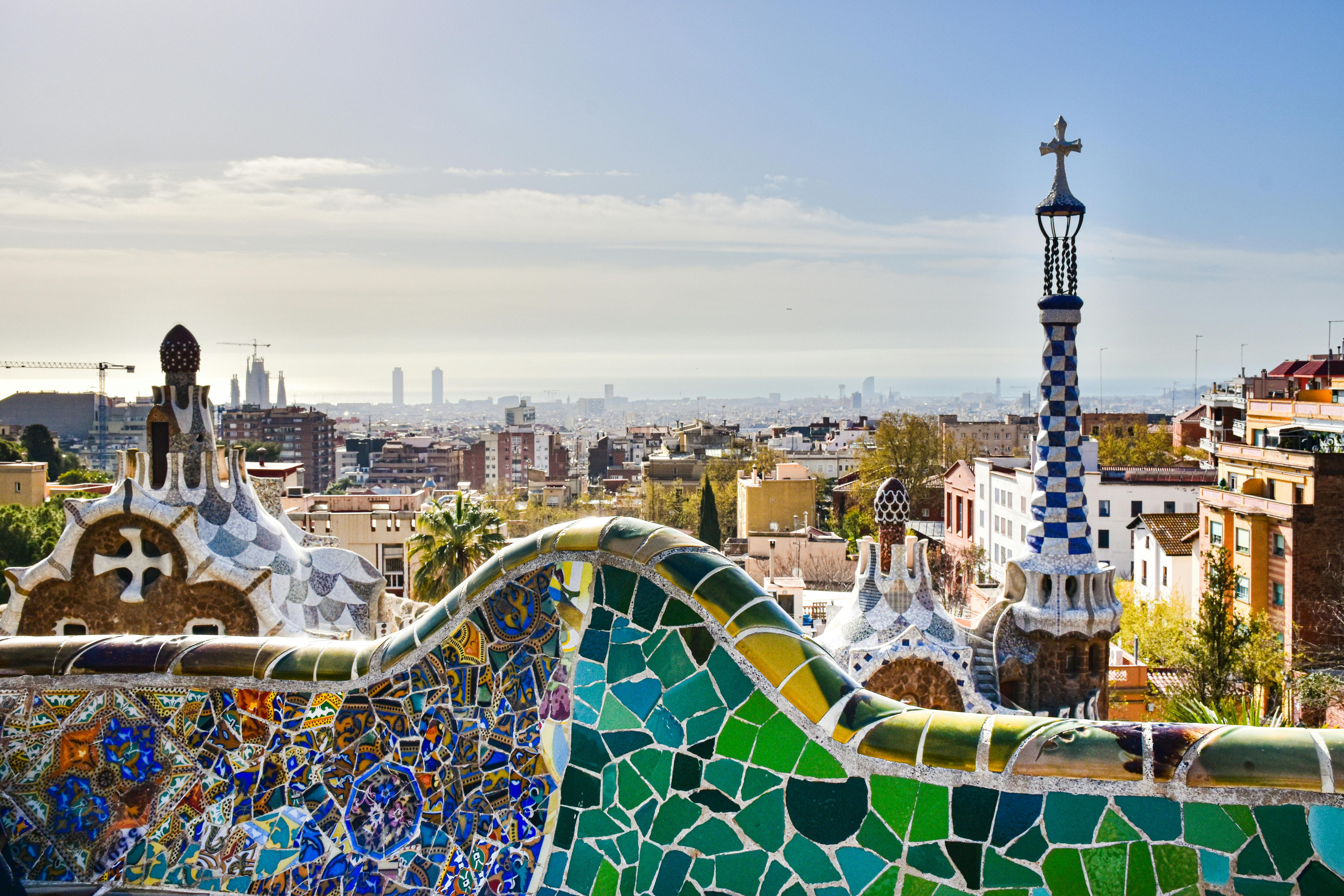 the view from the top of park guell in barcelona