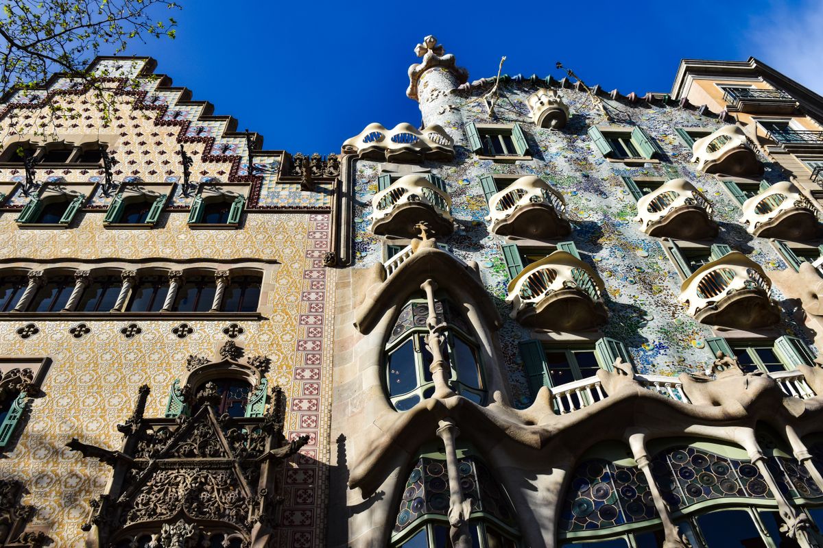Casa Batllo modernista facade on Passeig de Gracia, Barcelona