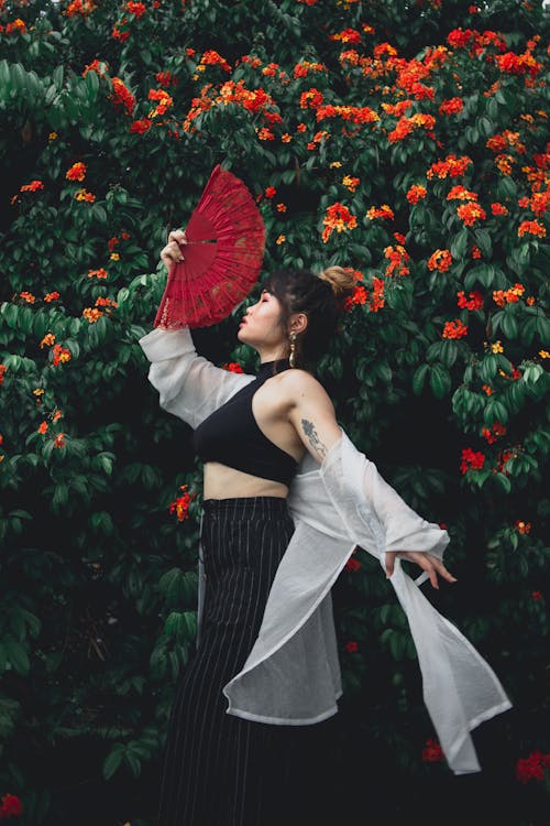 Woman Wearing Black Crop-top