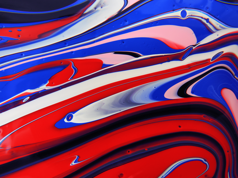 Dynamic and colorful abstract painting with vibrant swirls and bold contrasts.