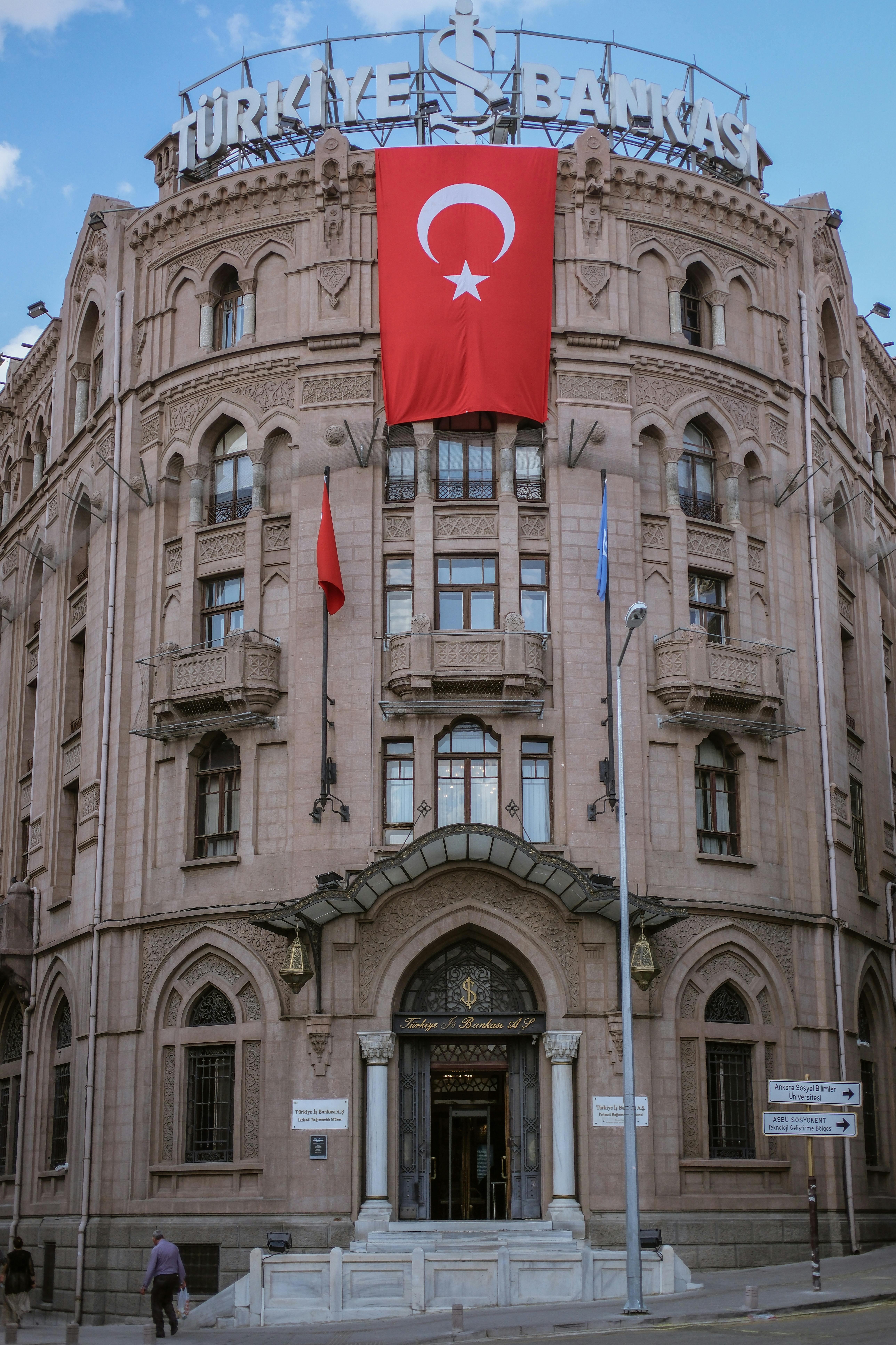 turkish flag on the side of a building