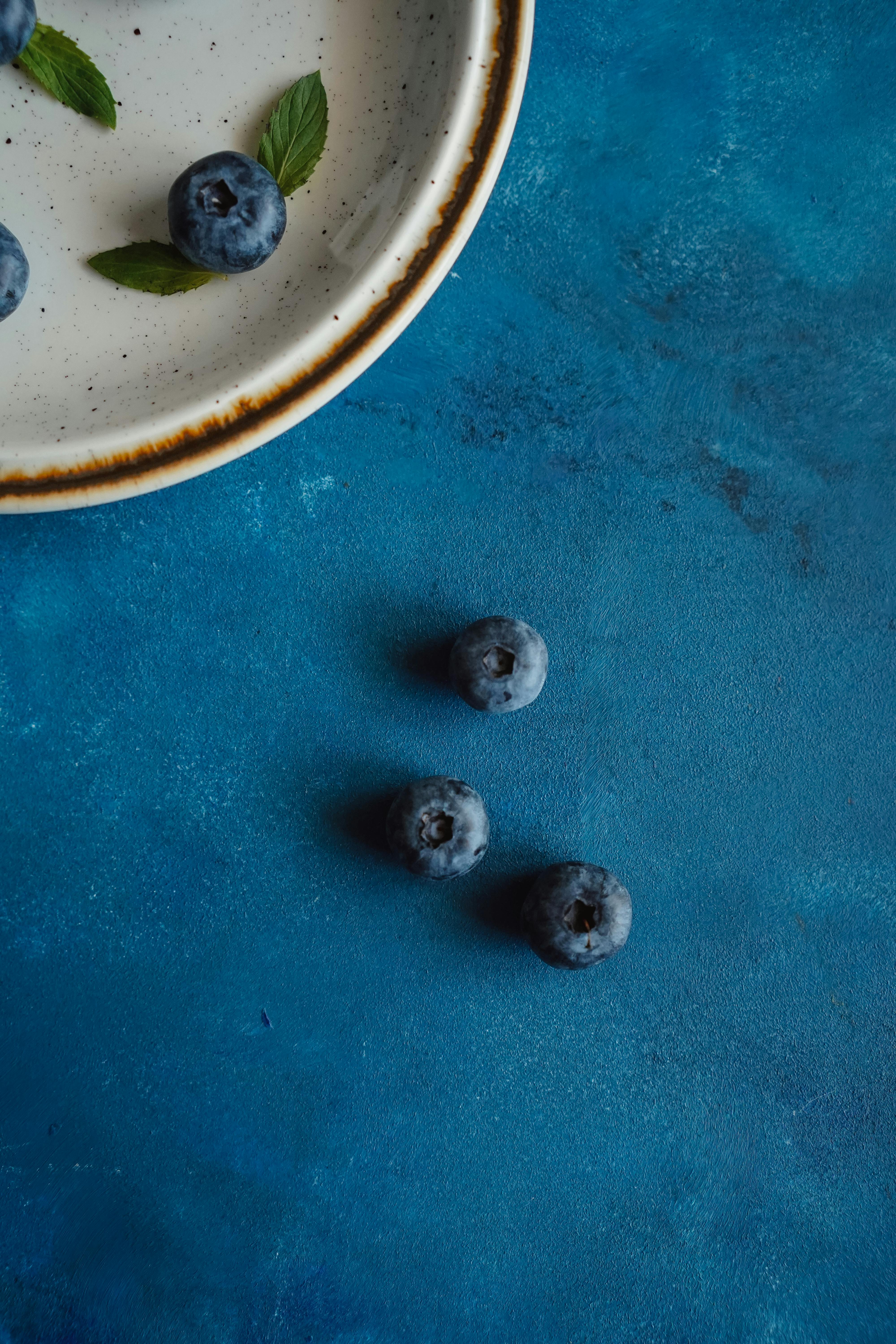 blueberries on blue background