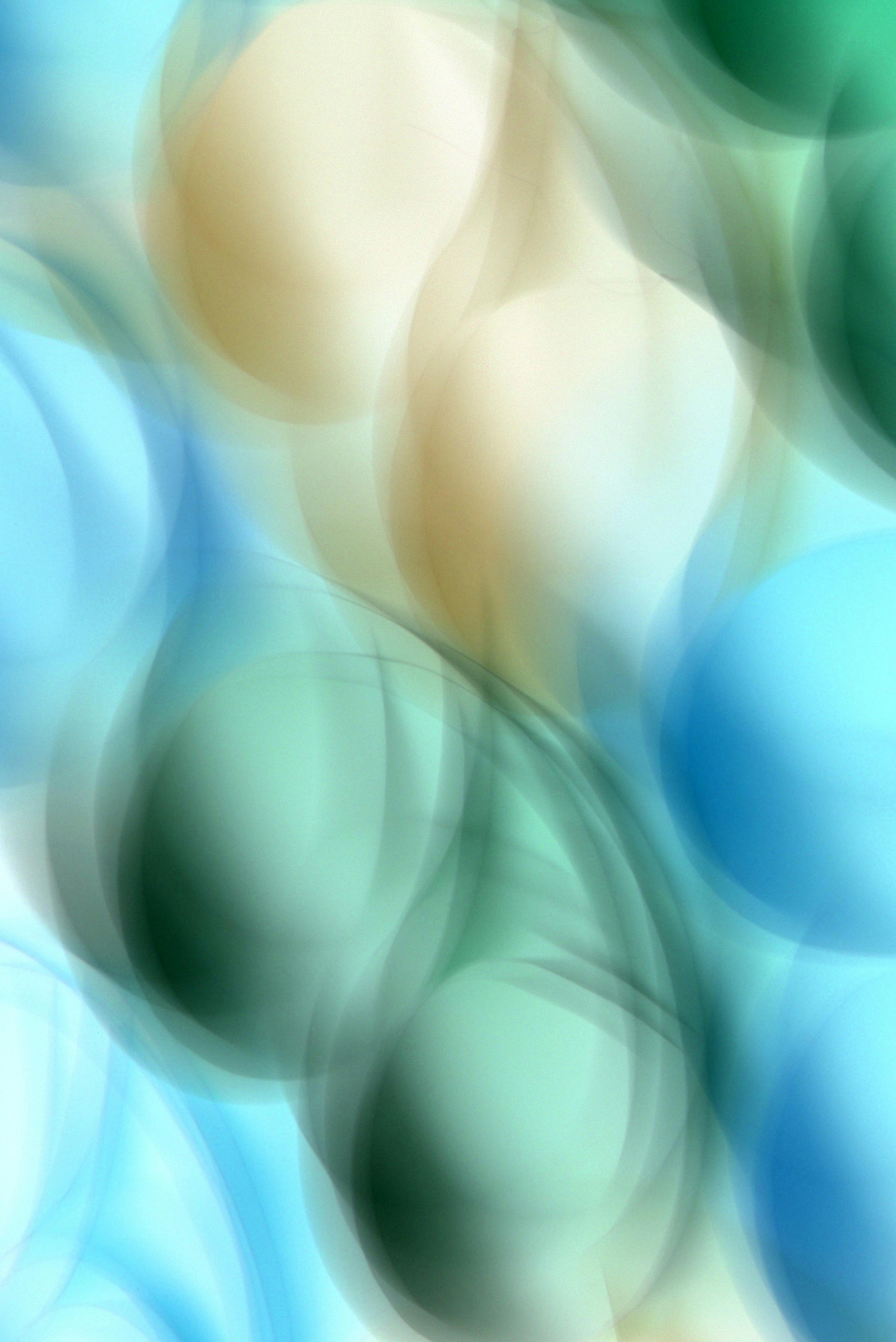 abstract background with blue green and yellow balls