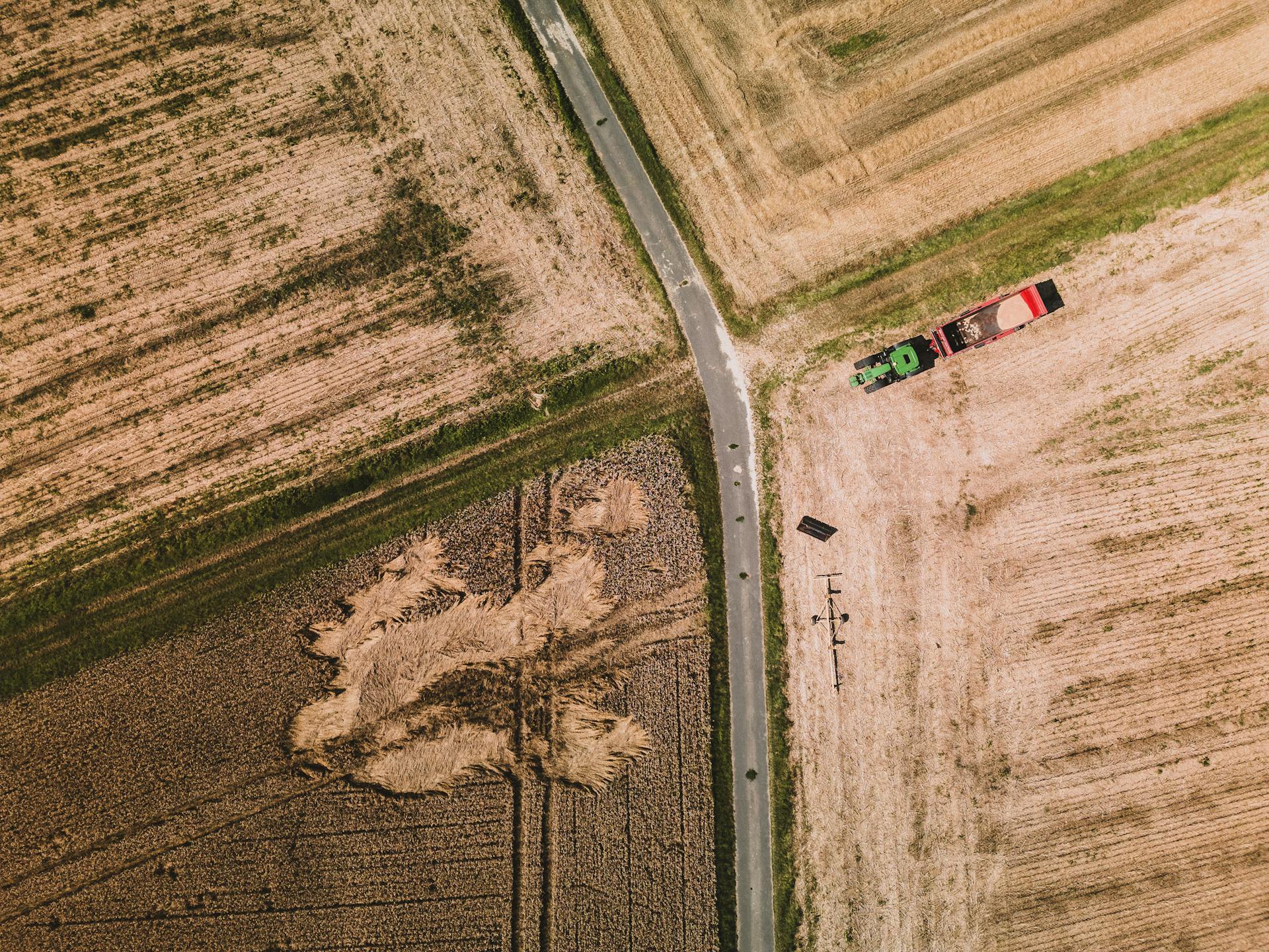 Aerial Photo of a Tractor in the Field