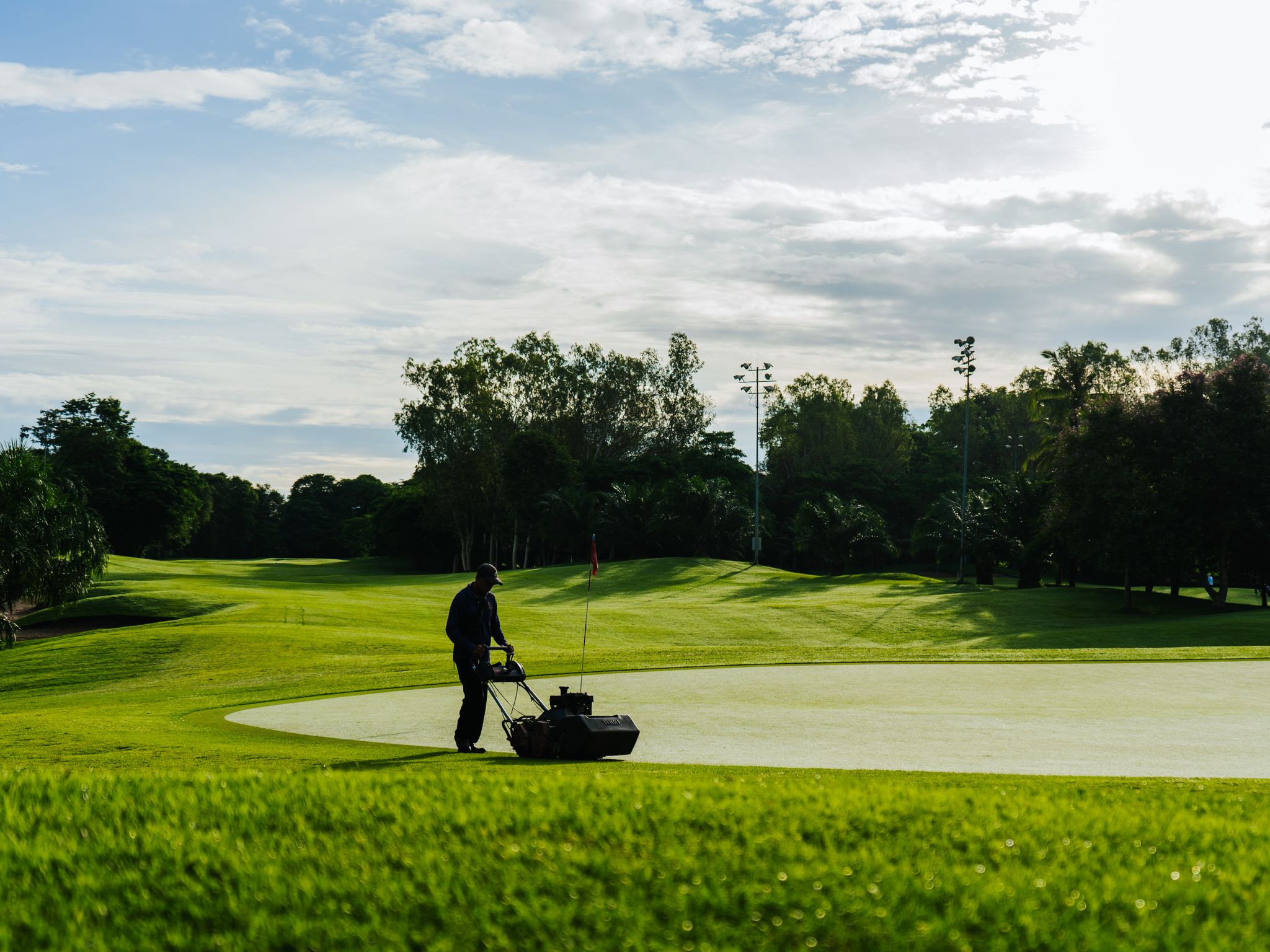 Golfer on a green golf course