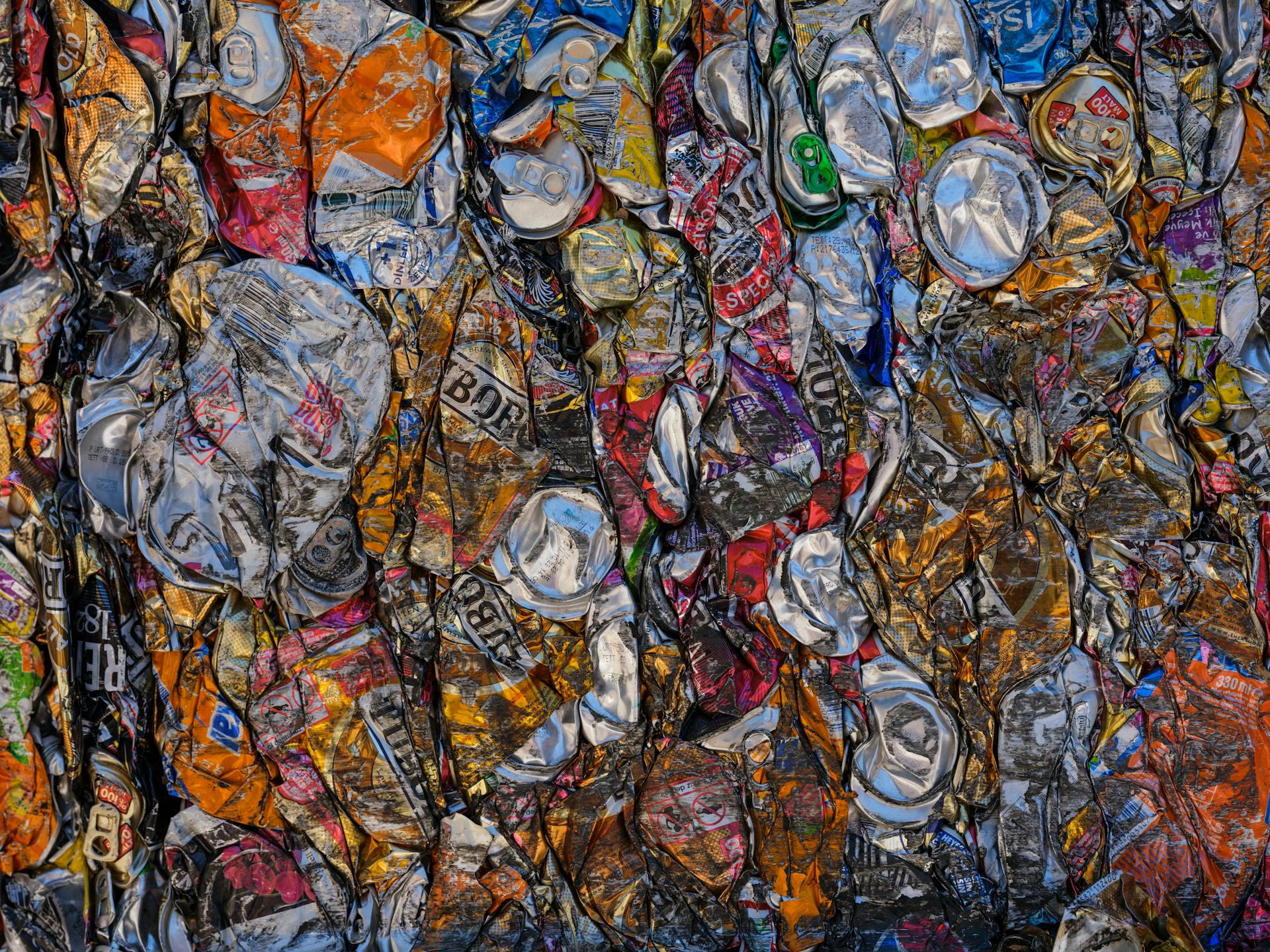 aluminum cans in recycling center