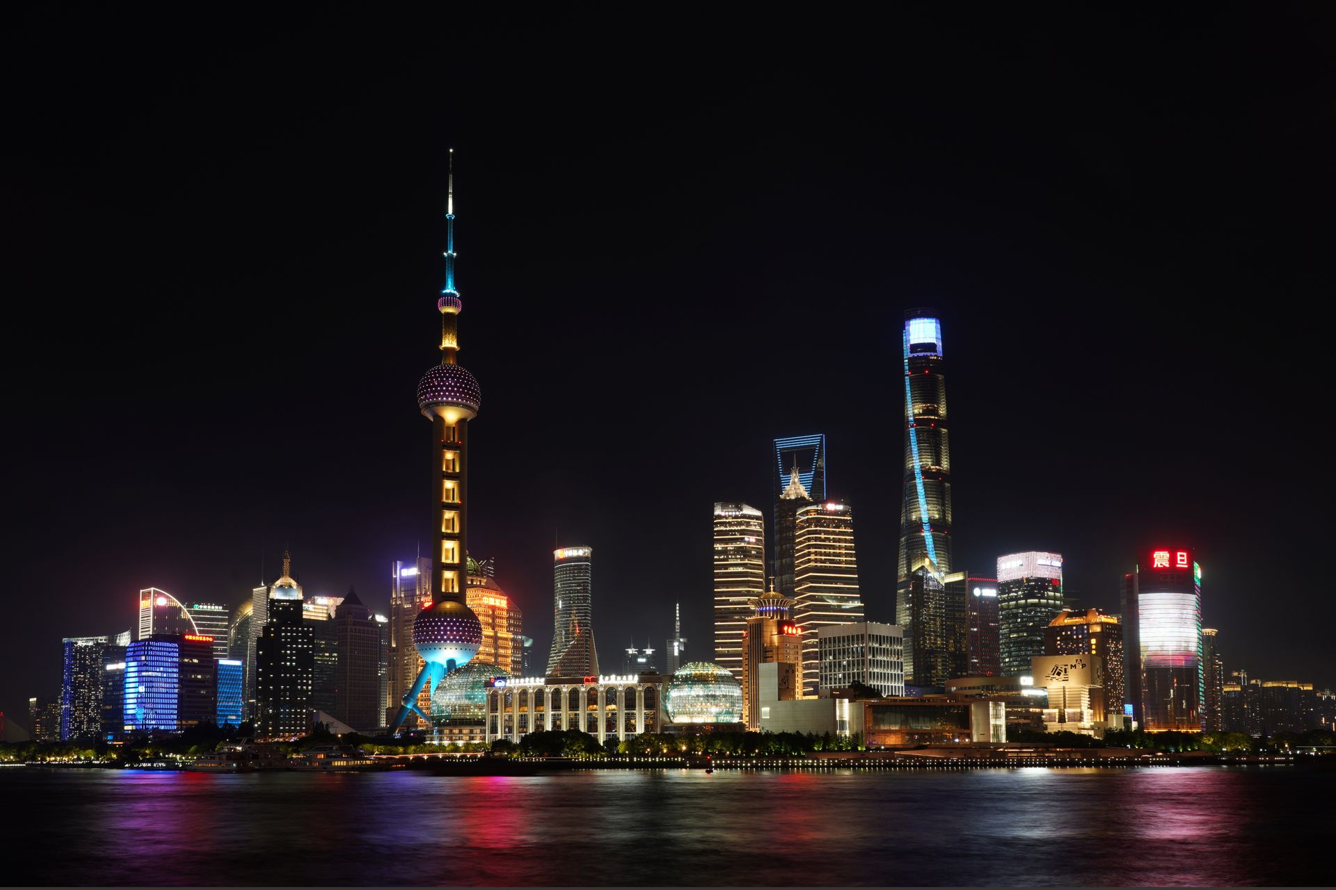 Shanghai Pudong financial district at dusk