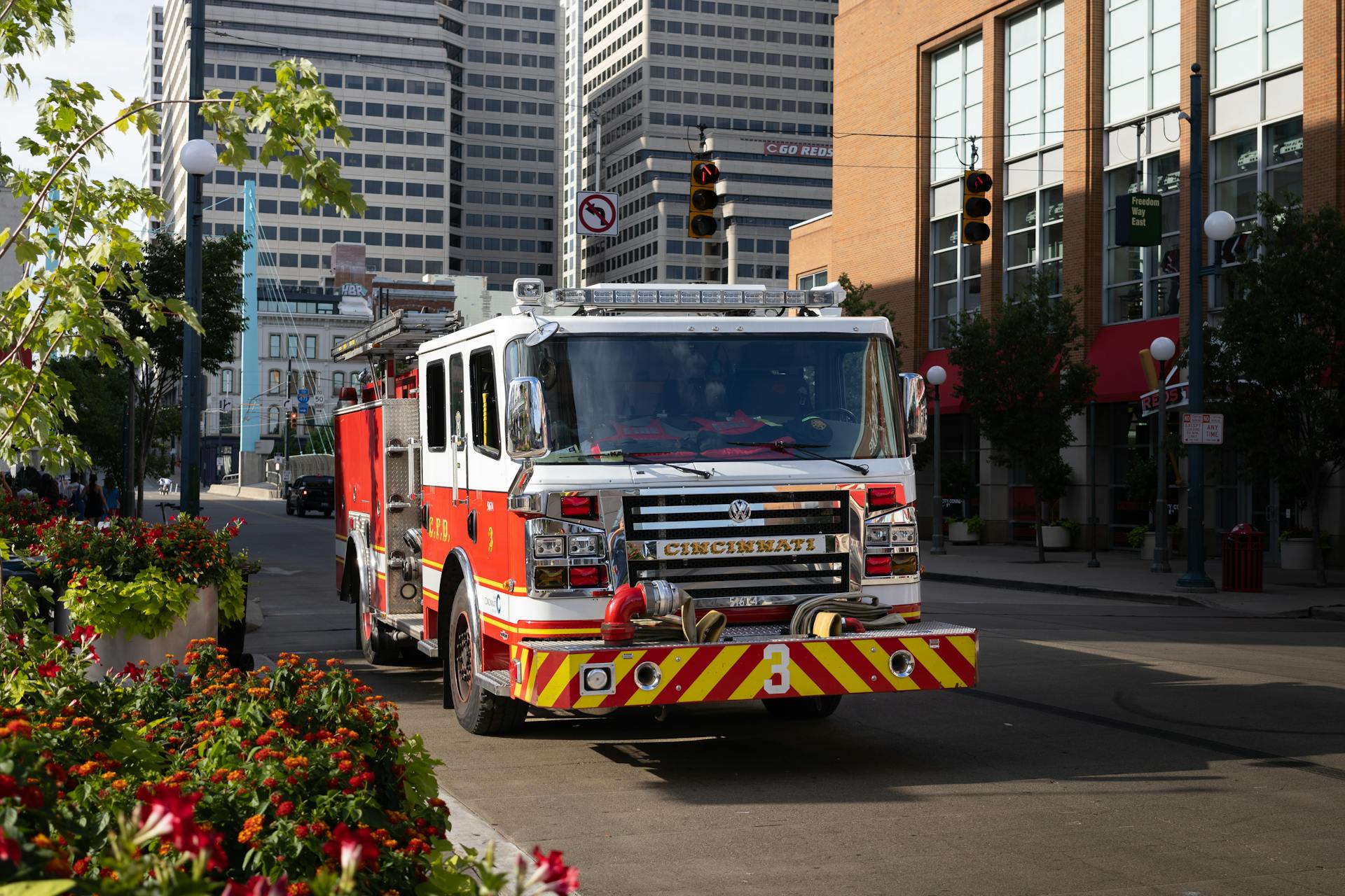 Fire Engine on a Street in Cincinnati