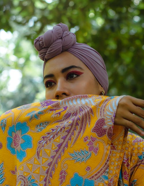 Woman Wearing Purple Headscarf