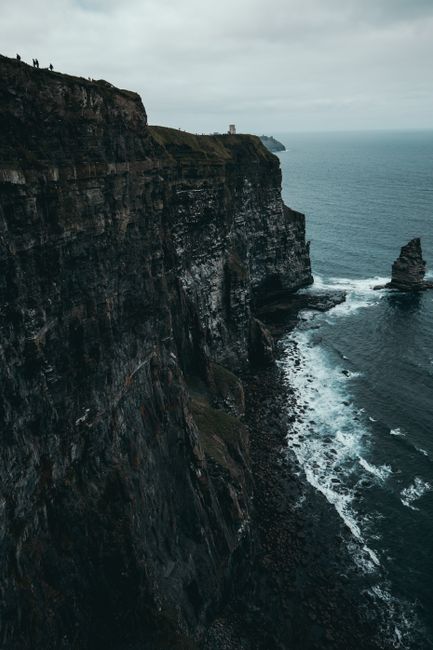 Explore the majestic cliffs meeting the vast ocean under a moody sky, capturing nature's raw beauty.