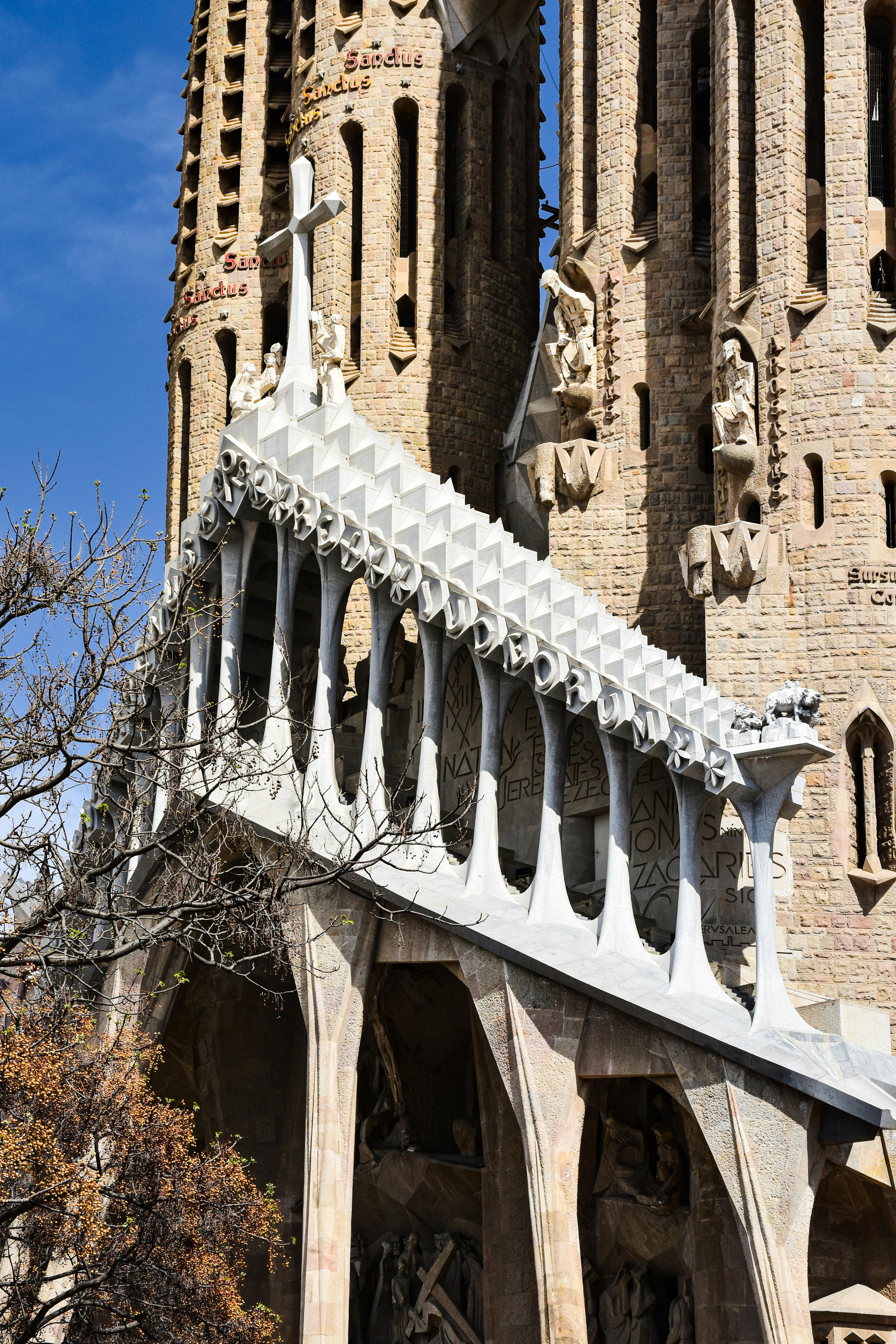 the front of the sagrada familia in barcelona spain