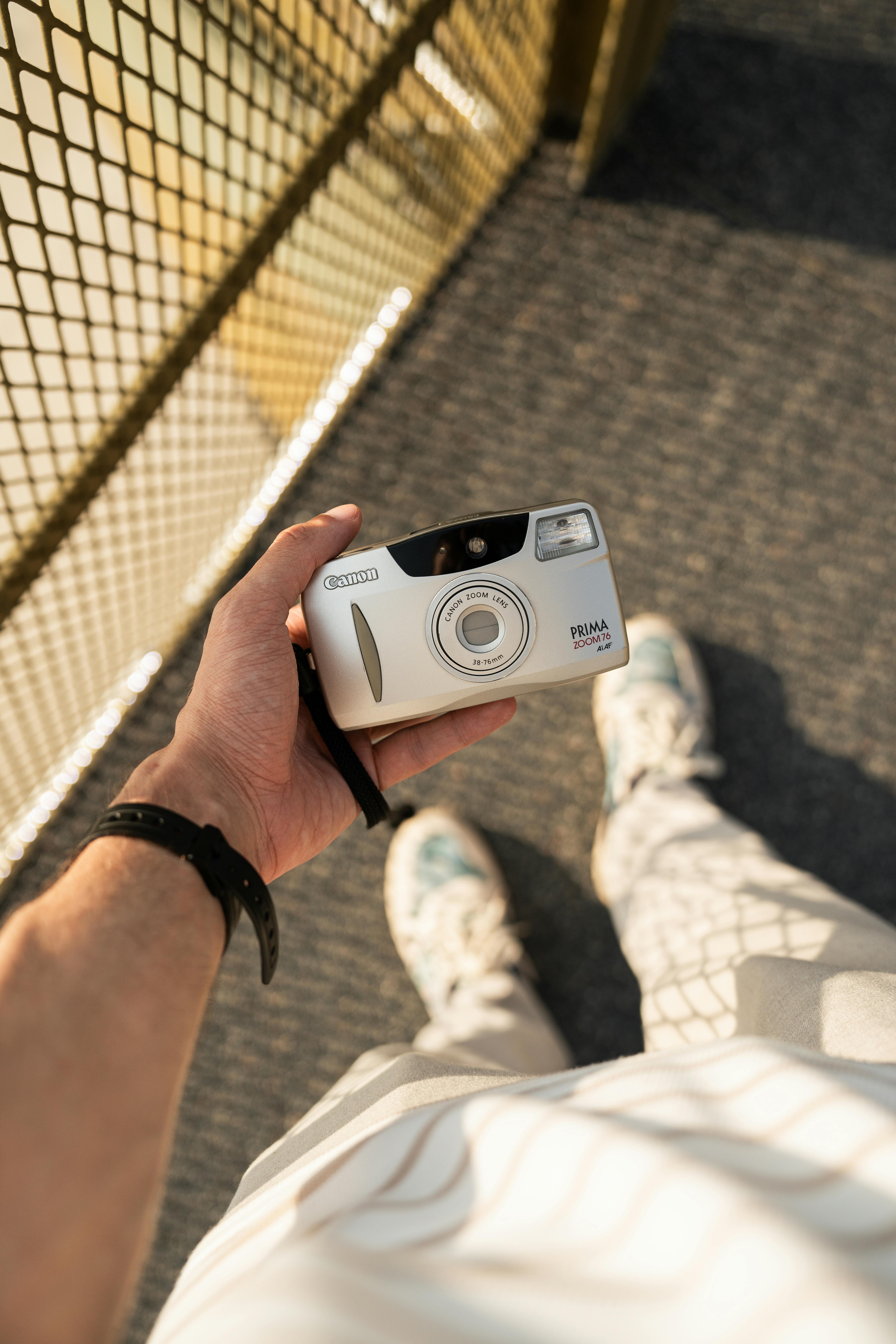 a hand holding a digital camera