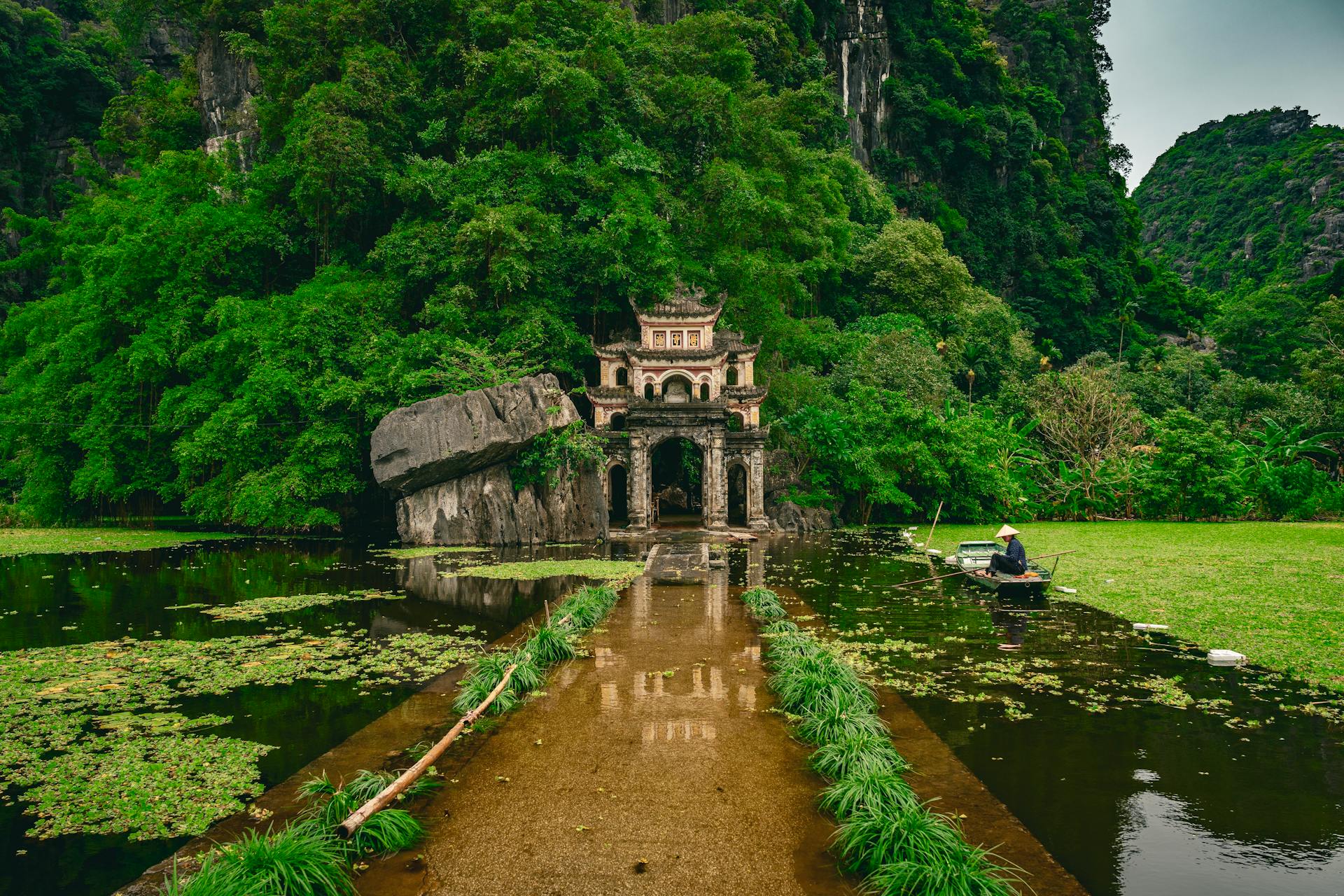 Bich Dong Pagoda Surrounded With Ponds, Vietnam